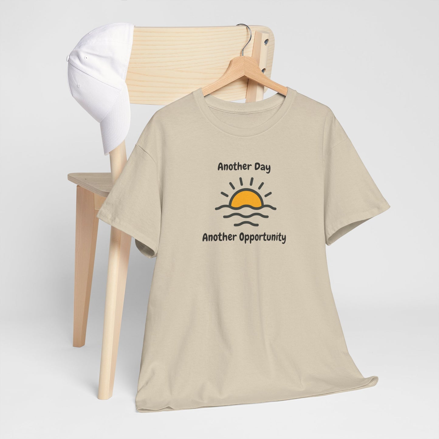 Optimistic Unisex Heavy Cotton Tee - "Another Day, Another Opportunity", Inspirational Gift for Motivational Moments, Casual Wear, [...]