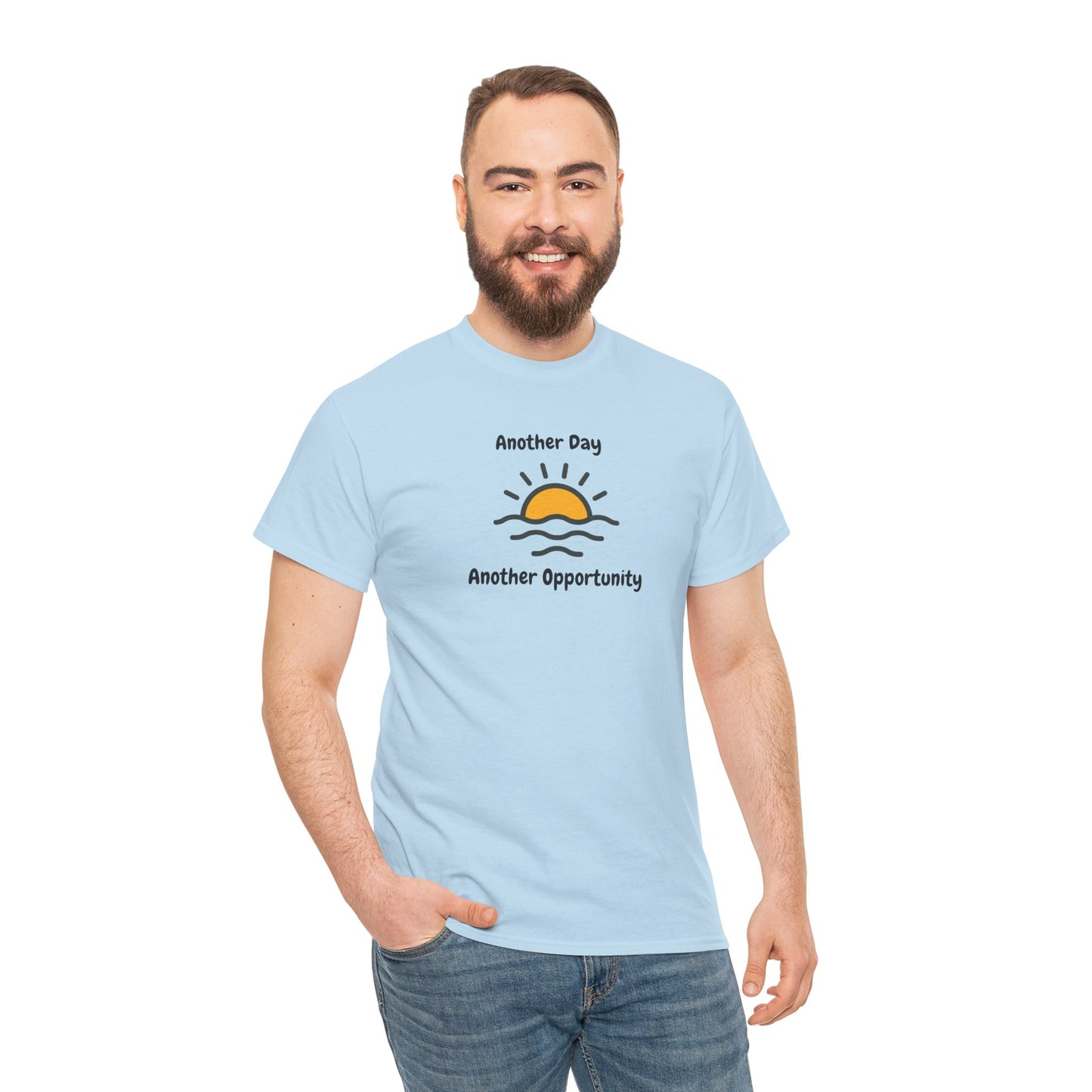 Optimistic Unisex Heavy Cotton Tee - "Another Day, Another Opportunity", Inspirational Gift for Motivational Moments, Casual Wear, [...]