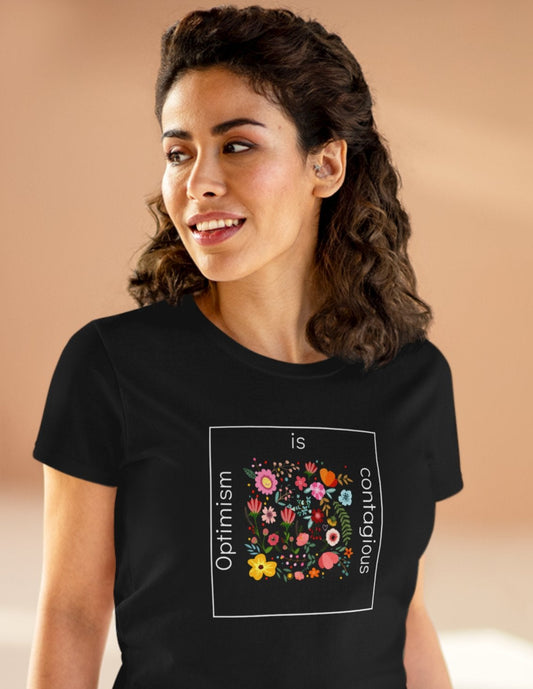 Positive Optimism T Shirt Inspirational Women's Floral Tee