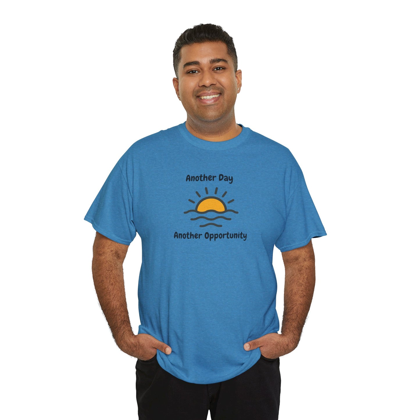 Optimistic Unisex Heavy Cotton Tee - "Another Day, Another Opportunity", Inspirational Gift for Motivational Moments, Casual Wear, [...]