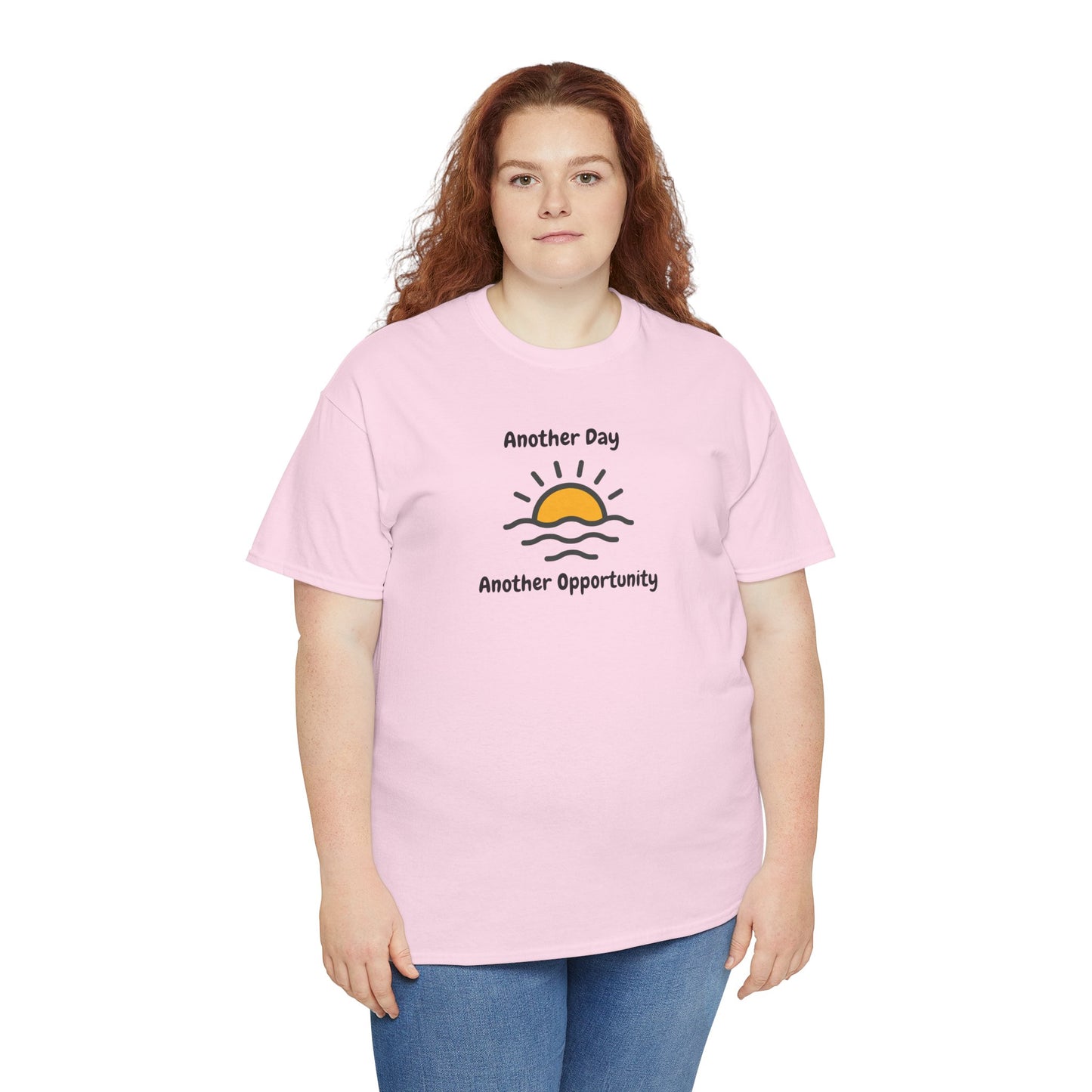 Optimistic Unisex Heavy Cotton Tee - "Another Day, Another Opportunity", Inspirational Gift for Motivational Moments, Casual Wear, [...]