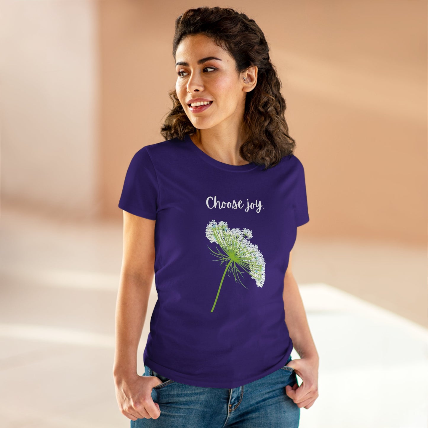 Choose Joy T Shirt Inspirational T Shirt Floral Queen Anne's Lace Positive Saying Tee Graphic Women's