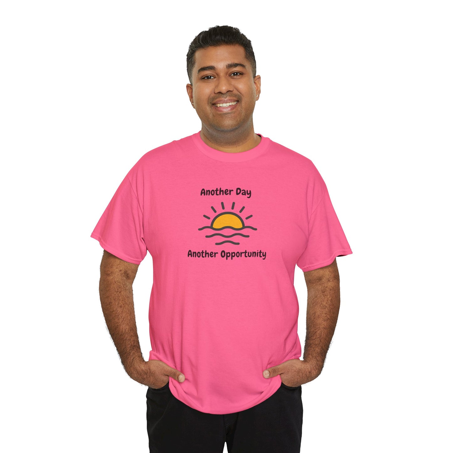 Optimistic Unisex Heavy Cotton Tee - "Another Day, Another Opportunity", Inspirational Gift for Motivational Moments, Casual Wear, [...]