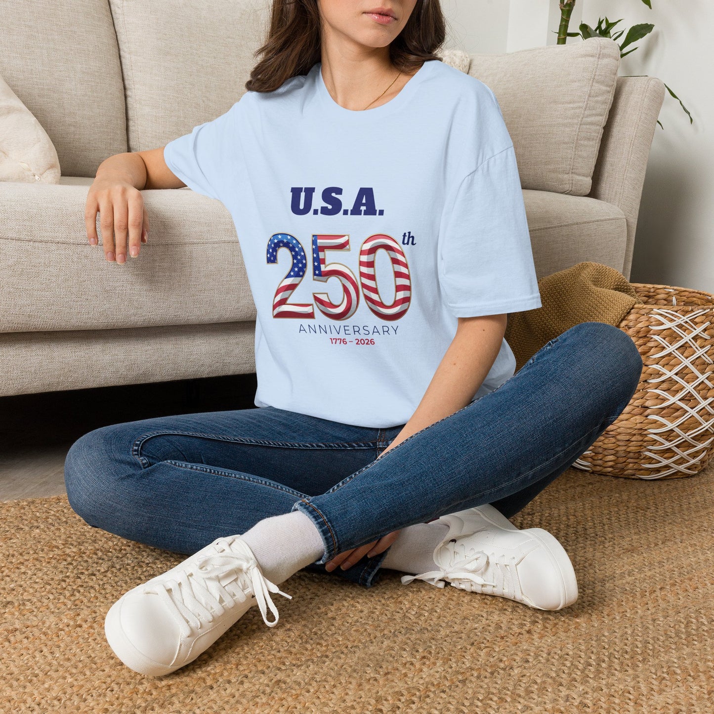 U.S.A. 250th Anniversary T-Shirt - Patriotic American Flag Design