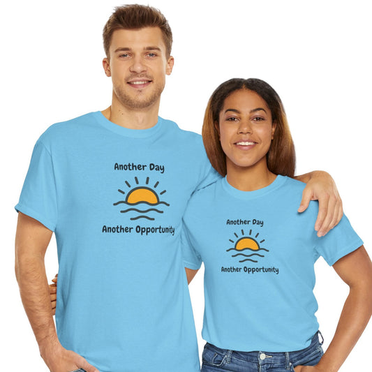 Optimistic Unisex Heavy Cotton Tee - "Another Day, Another Opportunity", Inspirational Gift for Motivational Moments, Casual Wear, [...]