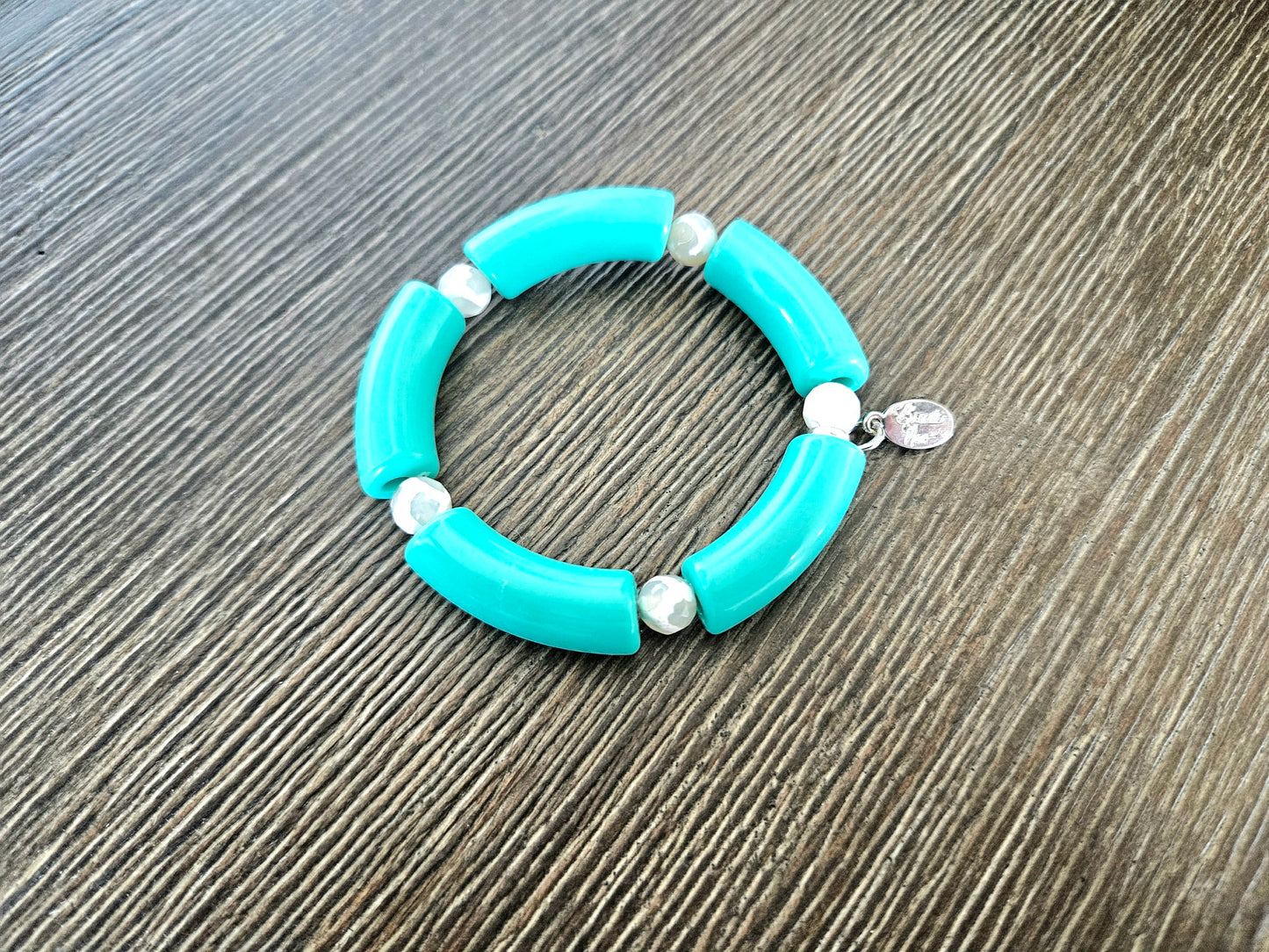 Cabana Bracelet Acrylic Beaded Stretch Statement Jewelry Beach Cruise Vacation White Red Black Turquoise Women's Gift