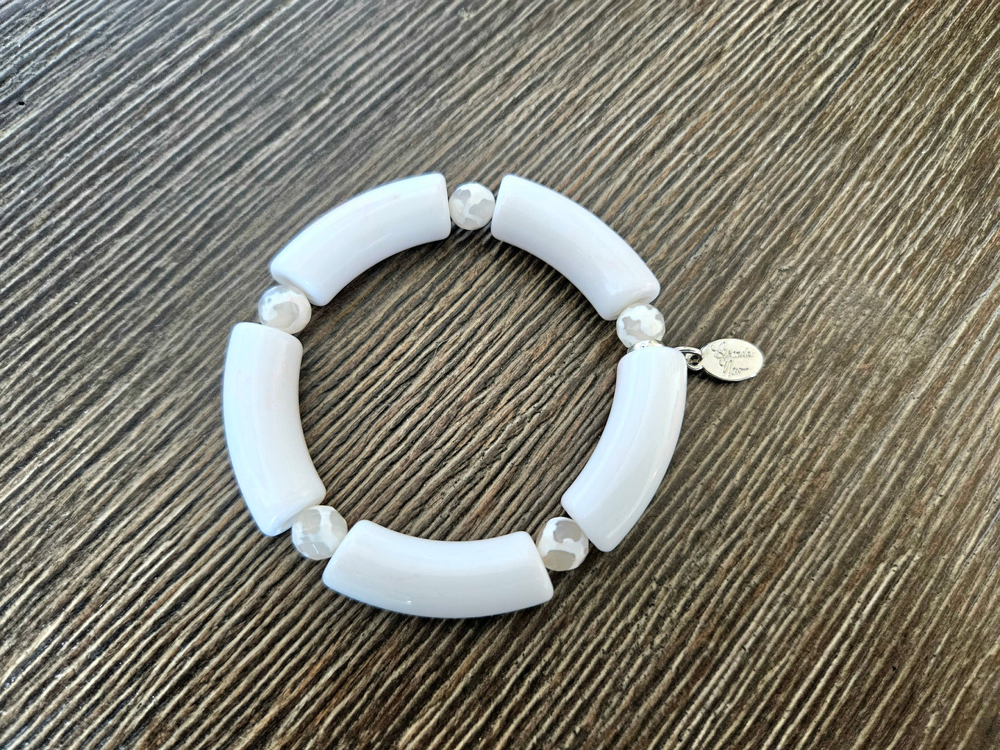 Cabana Bracelet Acrylic Beaded Stretch Statement Jewelry Beach Cruise Vacation White Red Black Turquoise Women's Gift