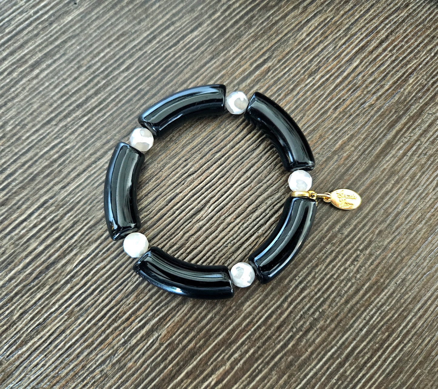 Cabana Bracelet Acrylic Beaded Stretch Statement Jewelry Beach Cruise Vacation White Red Black Turquoise Women's Gift