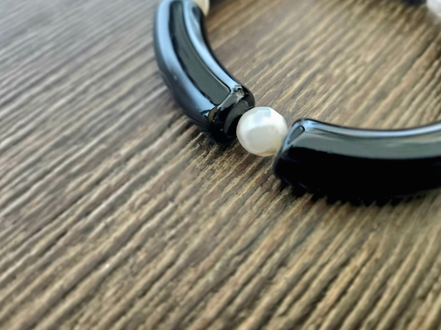 Cabana Bracelet Acrylic Beaded Stretch Statement Jewelry Beach Cruise Vacation White Red Black Turquoise Women's Gift