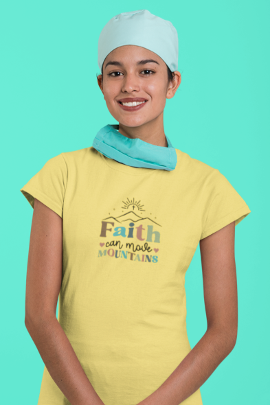 Christian Graphic Tee - Women's T Shirt - Faith Can Move Mountains - Inspirational
