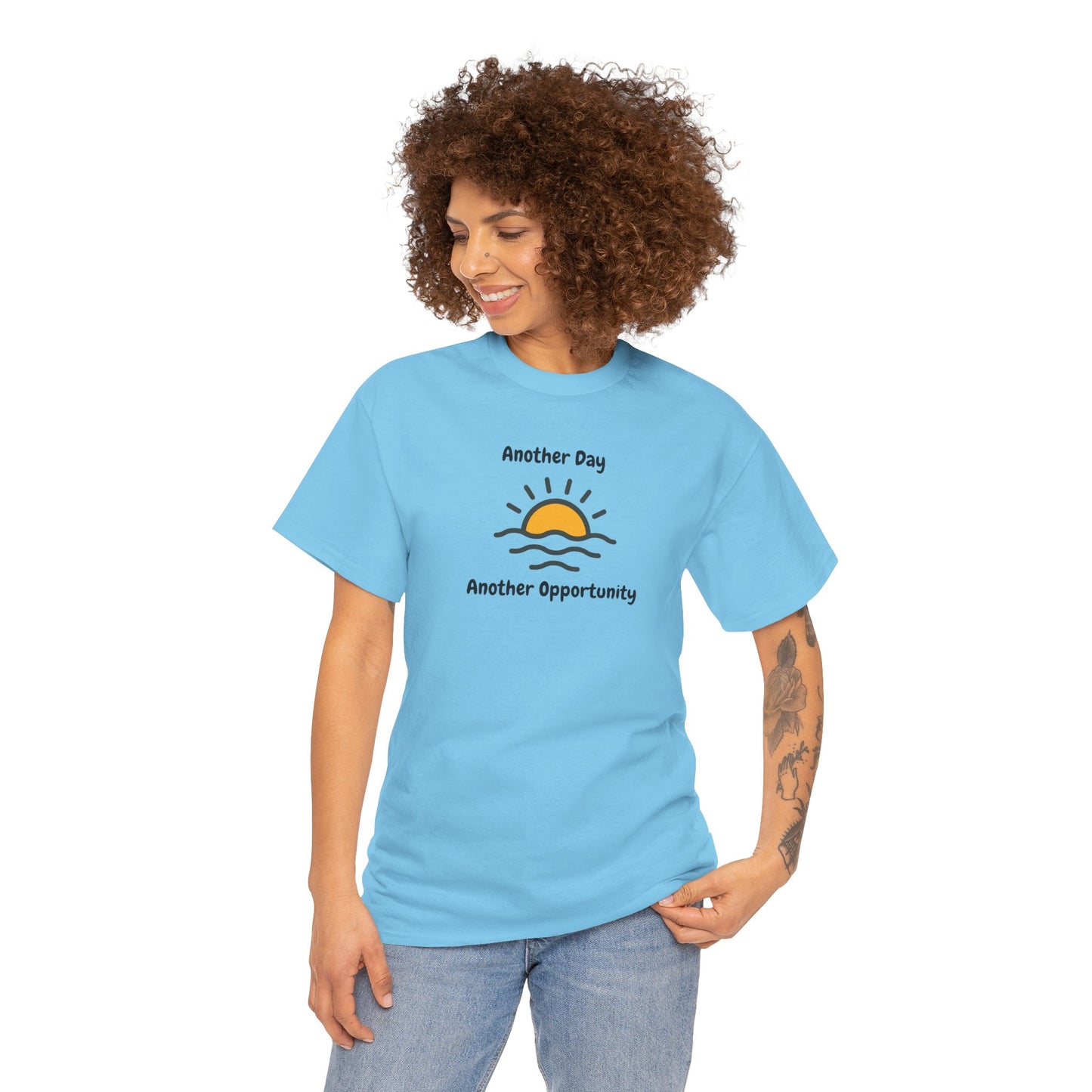 Optimistic Unisex Heavy Cotton Tee - "Another Day, Another Opportunity", Inspirational Gift for Motivational Moments, Casual Wear, [...]