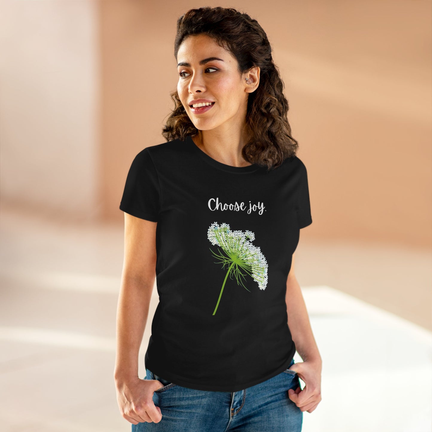 Choose Joy T Shirt Inspirational T Shirt Floral Queen Anne's Lace Positive Saying Tee Graphic Women's