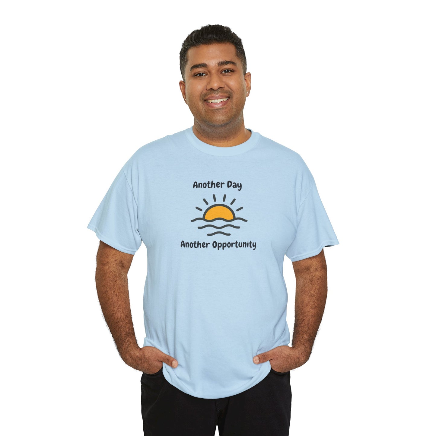 Optimistic Unisex Heavy Cotton Tee - "Another Day, Another Opportunity", Inspirational Gift for Motivational Moments, Casual Wear, [...]