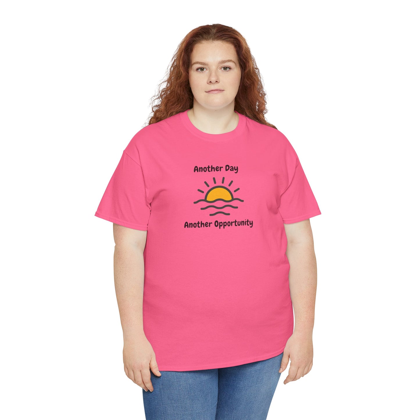 Optimistic Unisex Heavy Cotton Tee - "Another Day, Another Opportunity", Inspirational Gift for Motivational Moments, Casual Wear, [...]