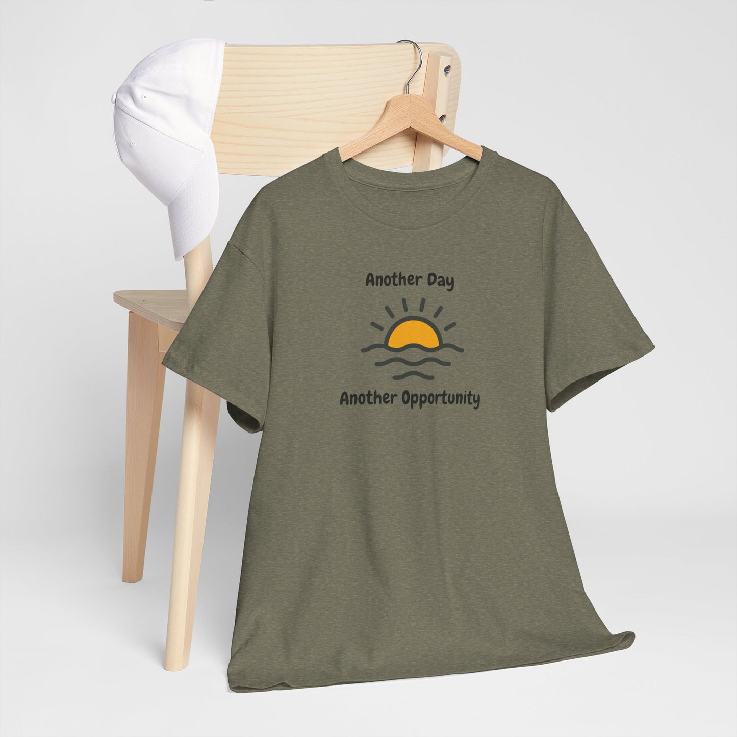 Optimistic Unisex Heavy Cotton Tee - "Another Day, Another Opportunity", Inspirational Gift for Motivational Moments, Casual Wear, [...]