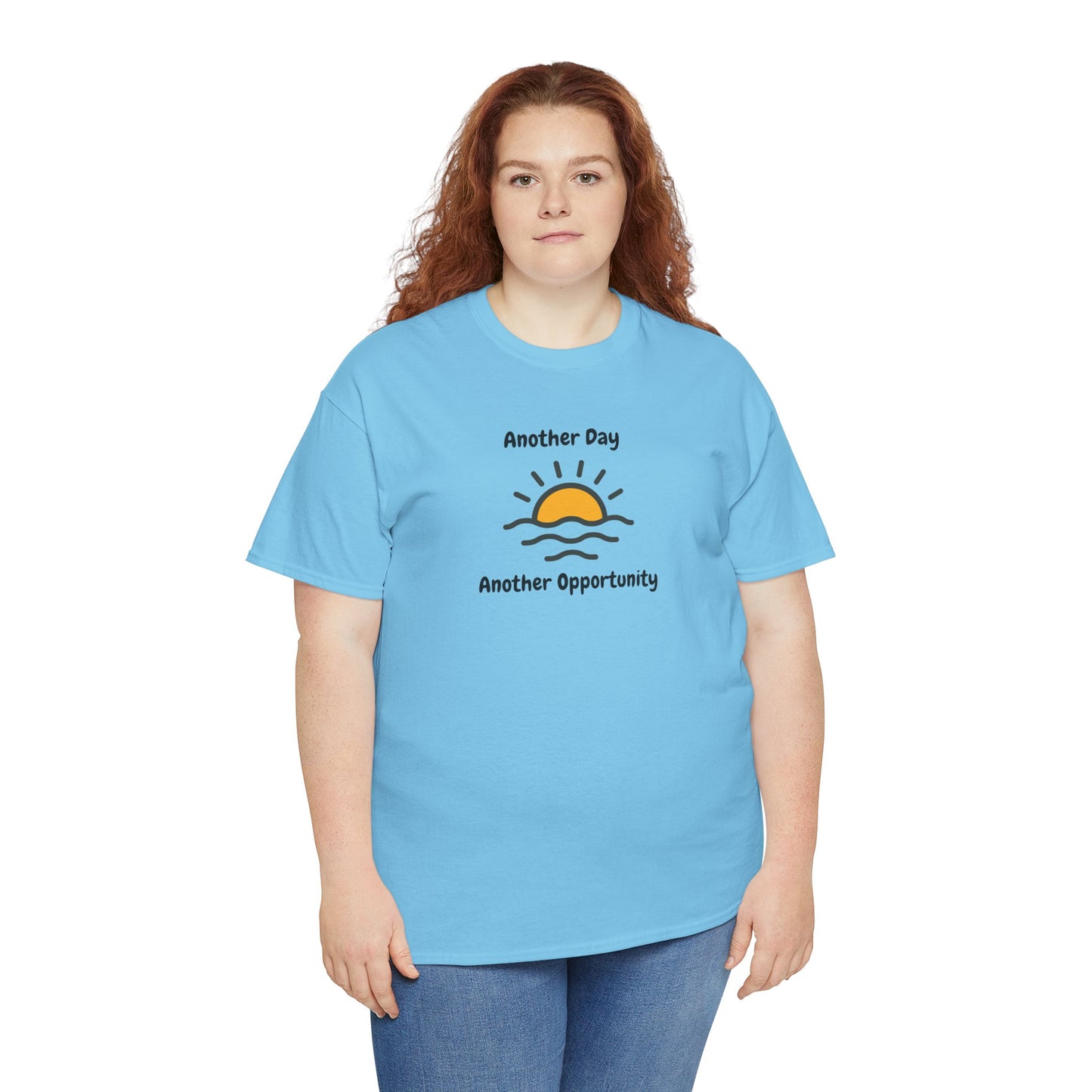 Optimistic Unisex Heavy Cotton Tee - "Another Day, Another Opportunity", Inspirational Gift for Motivational Moments, Casual Wear, [...]