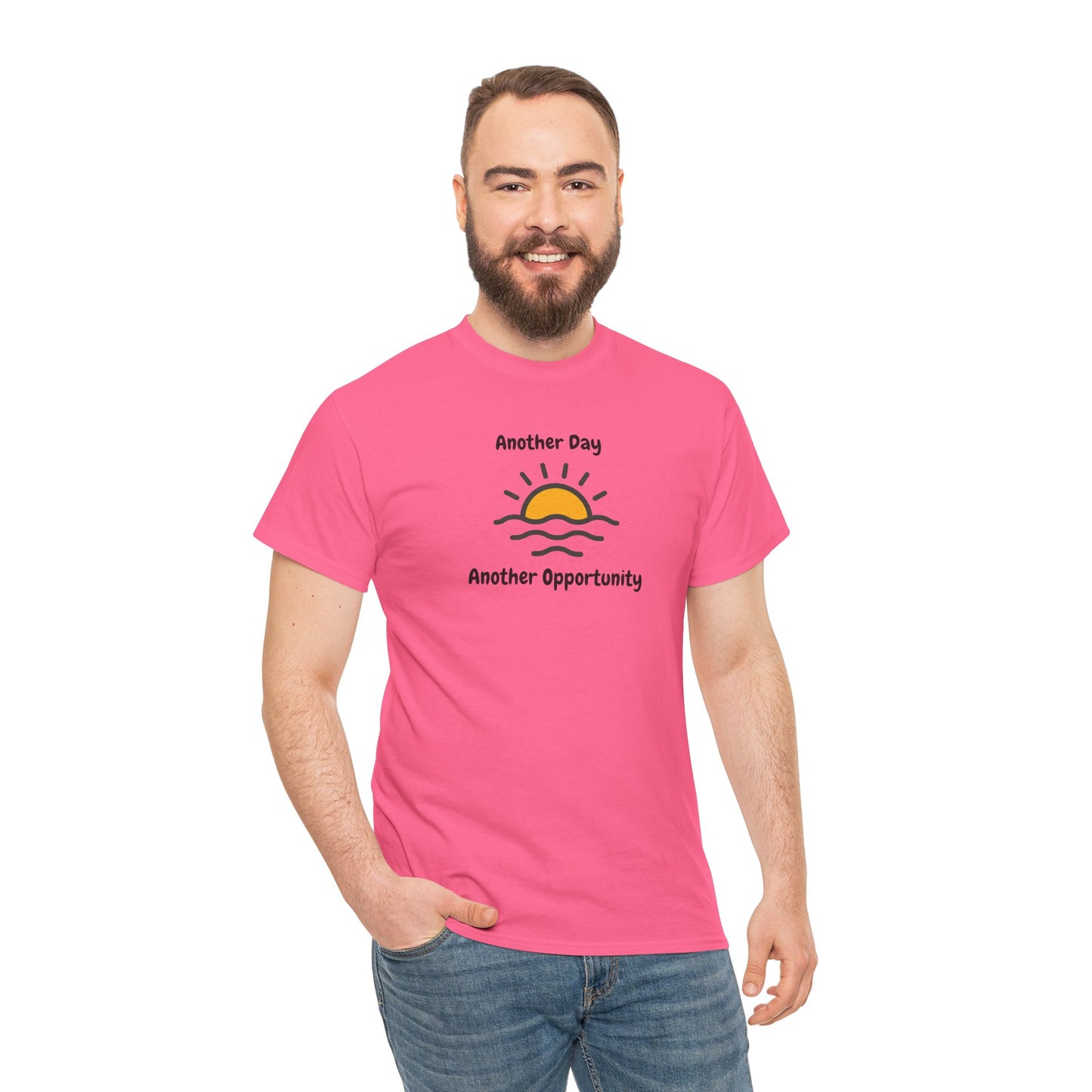 Optimistic Unisex Heavy Cotton Tee - "Another Day, Another Opportunity", Inspirational Gift for Motivational Moments, Casual Wear, [...]