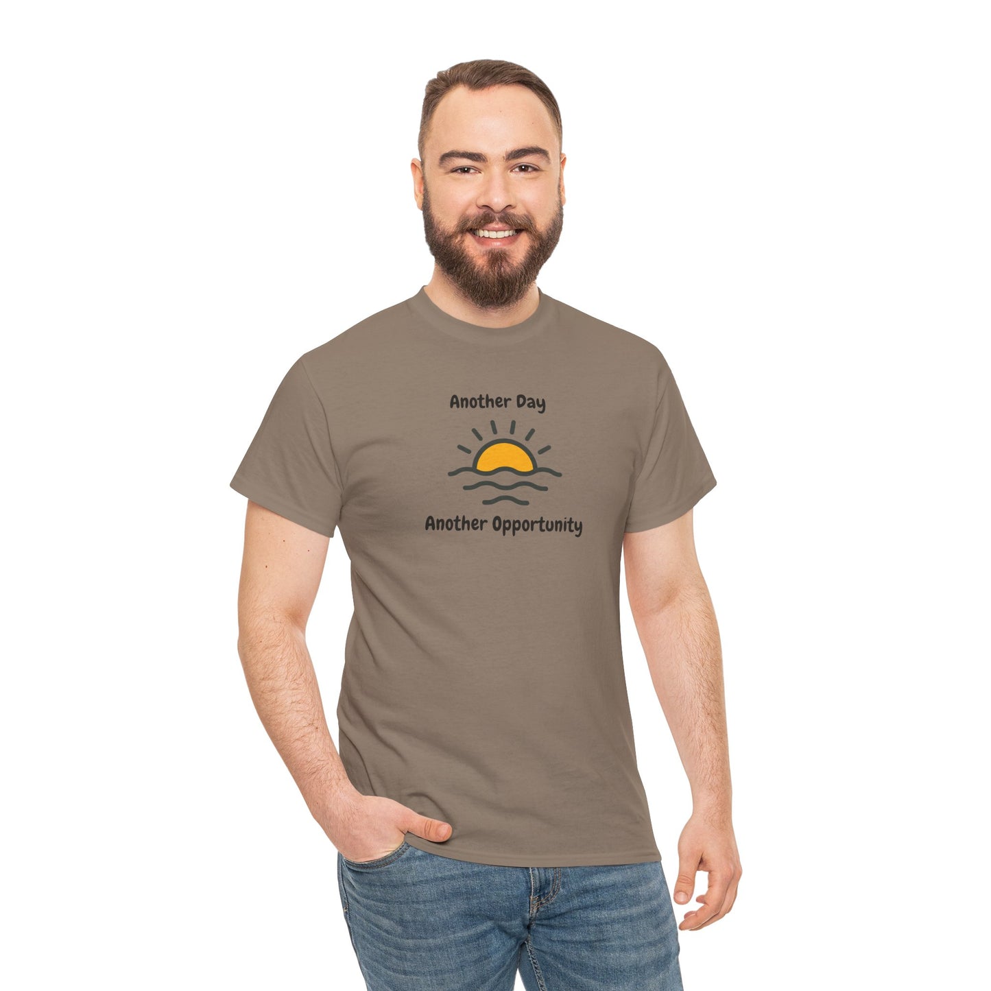 Optimistic Unisex Heavy Cotton Tee - "Another Day, Another Opportunity", Inspirational Gift for Motivational Moments, Casual Wear, [...]