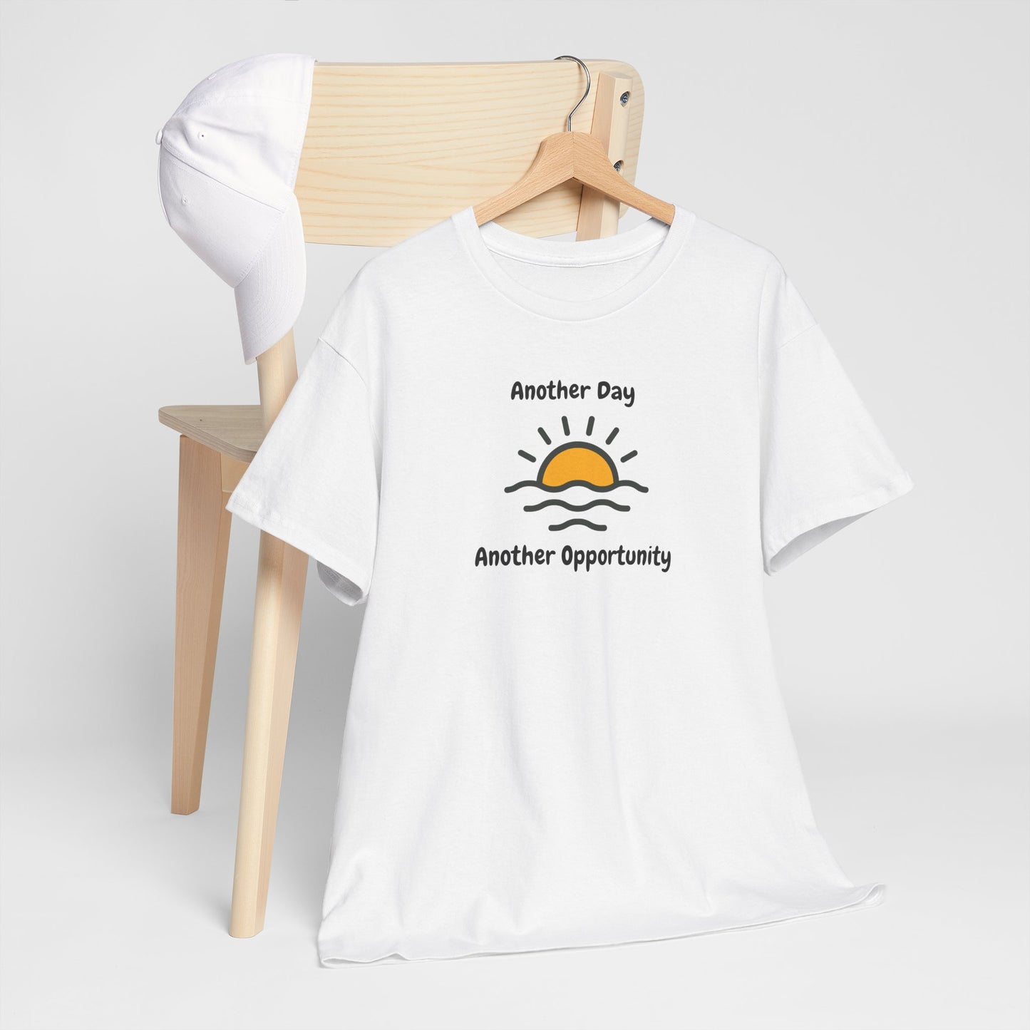 Optimistic Unisex Heavy Cotton Tee - "Another Day, Another Opportunity", Inspirational Gift for Motivational Moments, Casual Wear, [...]