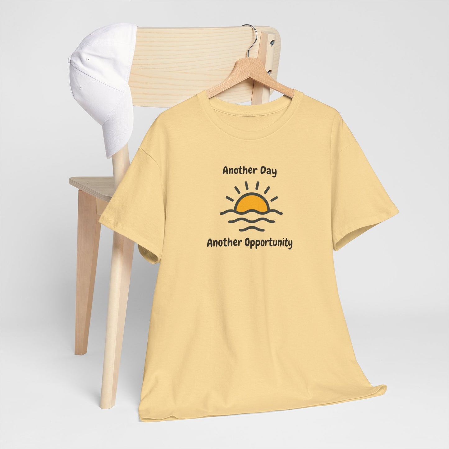 Optimistic Unisex Heavy Cotton Tee - "Another Day, Another Opportunity", Inspirational Gift for Motivational Moments, Casual Wear, [...]