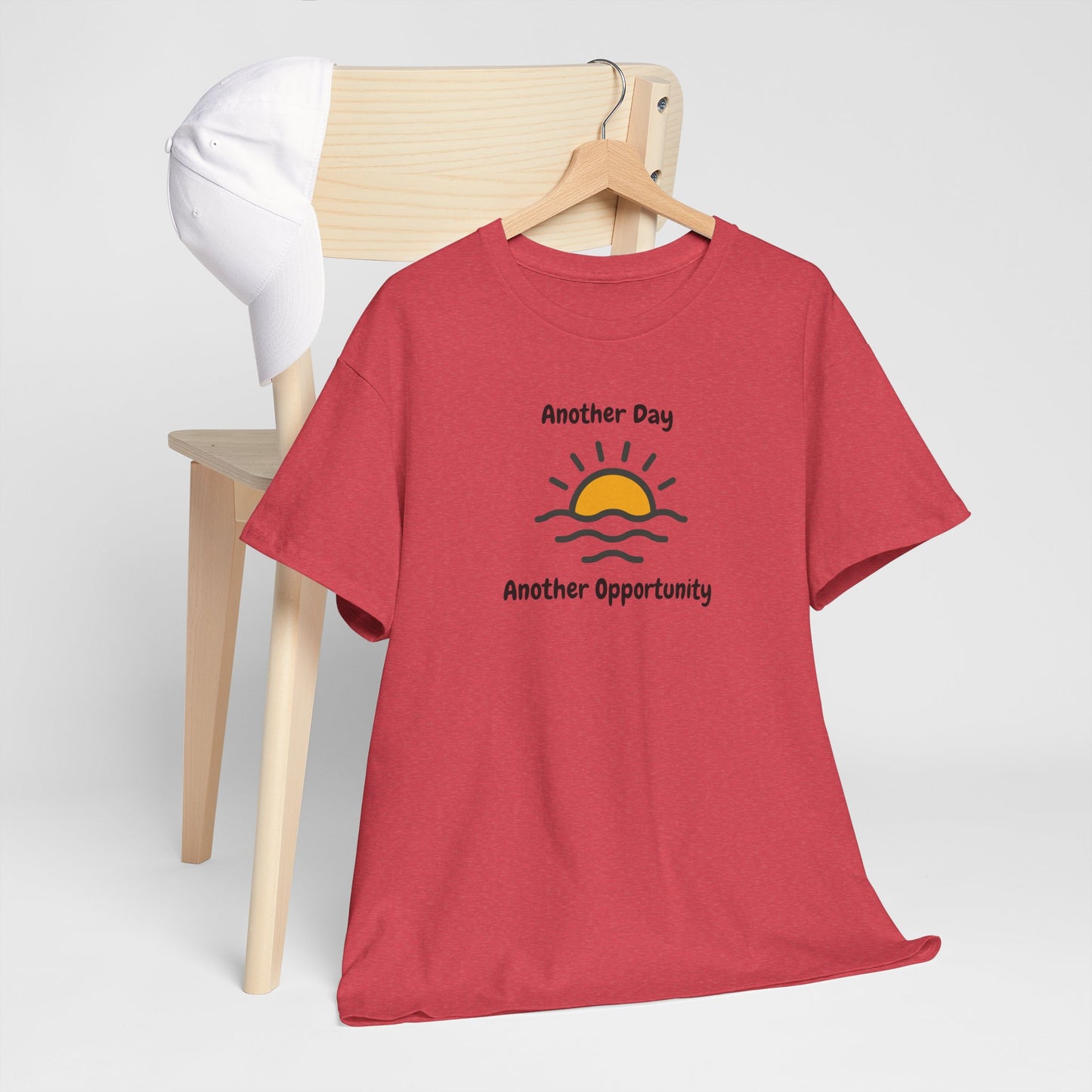 Optimistic Unisex Heavy Cotton Tee - "Another Day, Another Opportunity", Inspirational Gift for Motivational Moments, Casual Wear, [...]