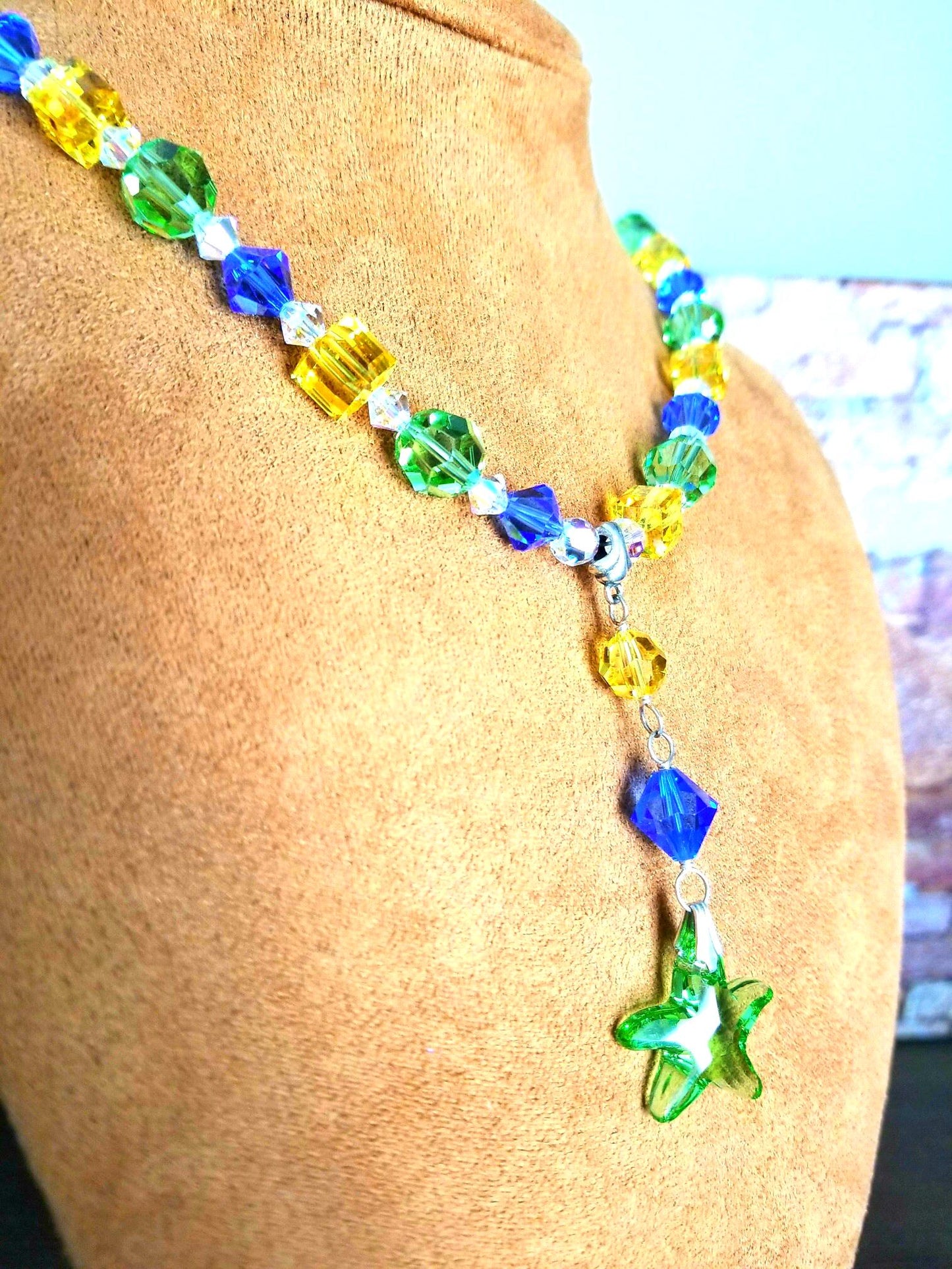 Swarovski Crystal Starfish Necklace Set: Sterling Silver, Beaded Jewelry