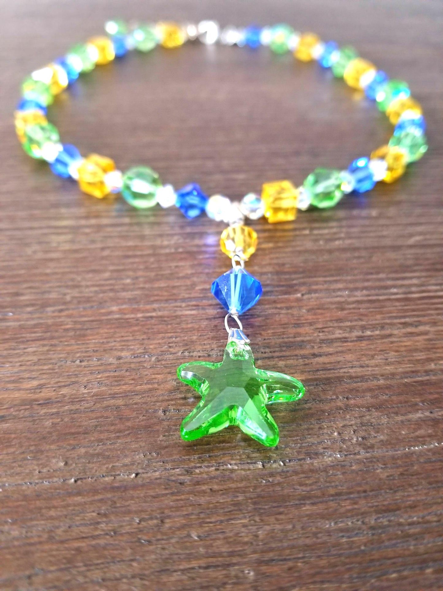 Swarovski Crystal Starfish Necklace Set: Sterling Silver, Beaded Jewelry