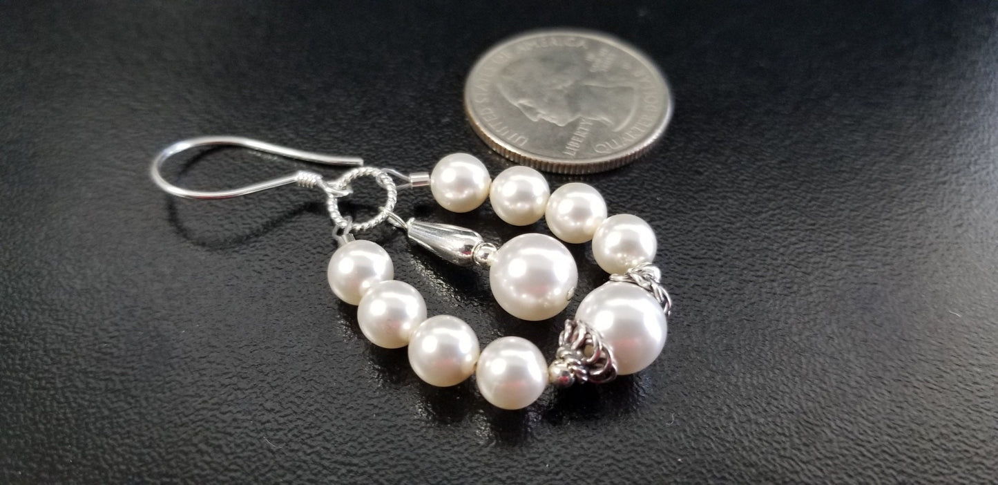 Pearl Chandelier Earrings: Sterling Silver Bali Beads, Bridal Jewelry