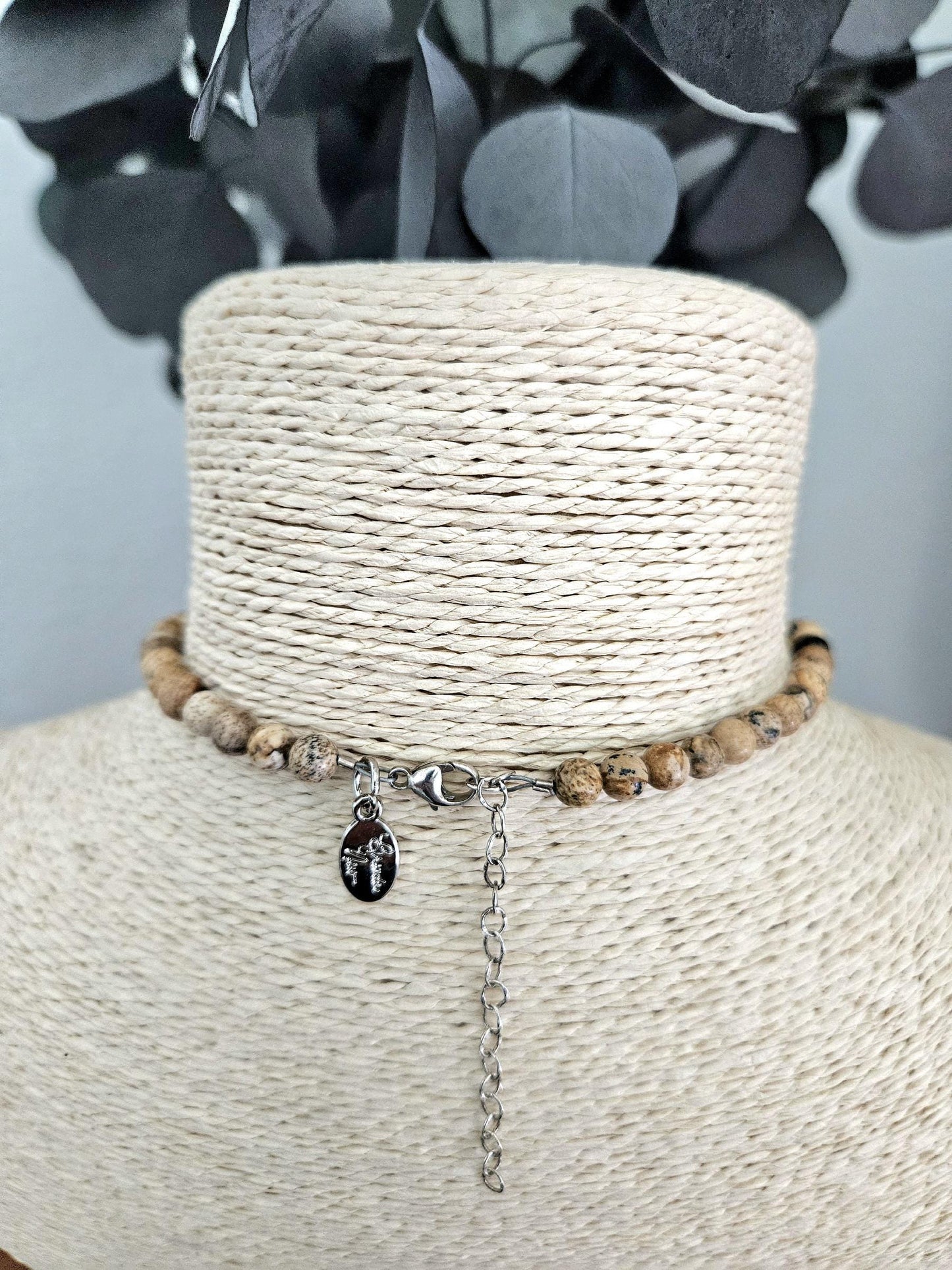 Gemstone Statement Necklace Jasper Black Onyx Sterling Silver: Matching Jewelry Set, Necklace and Earrings