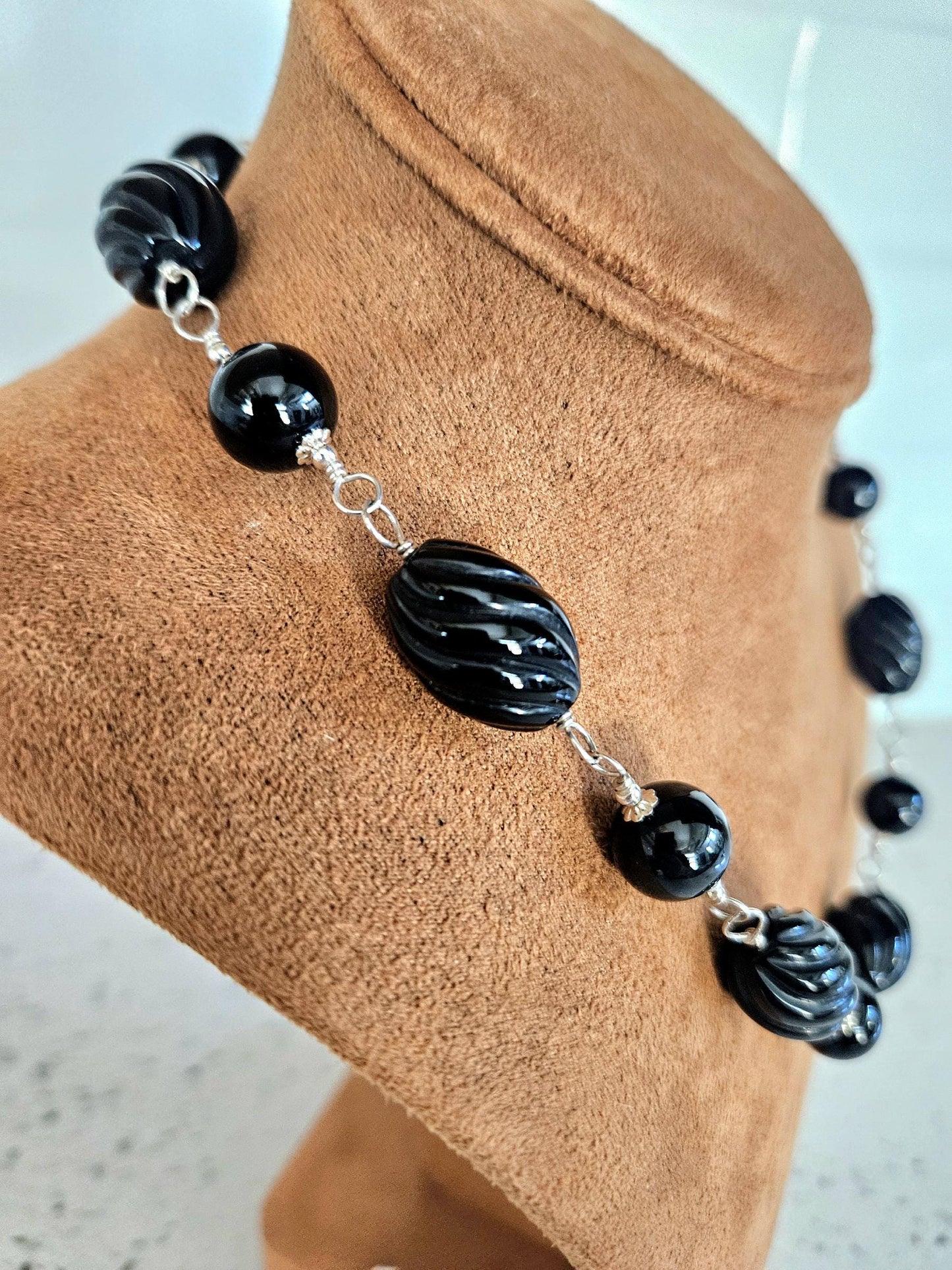 Handmade Black Onyx and Sterling Silver Jewelry Set