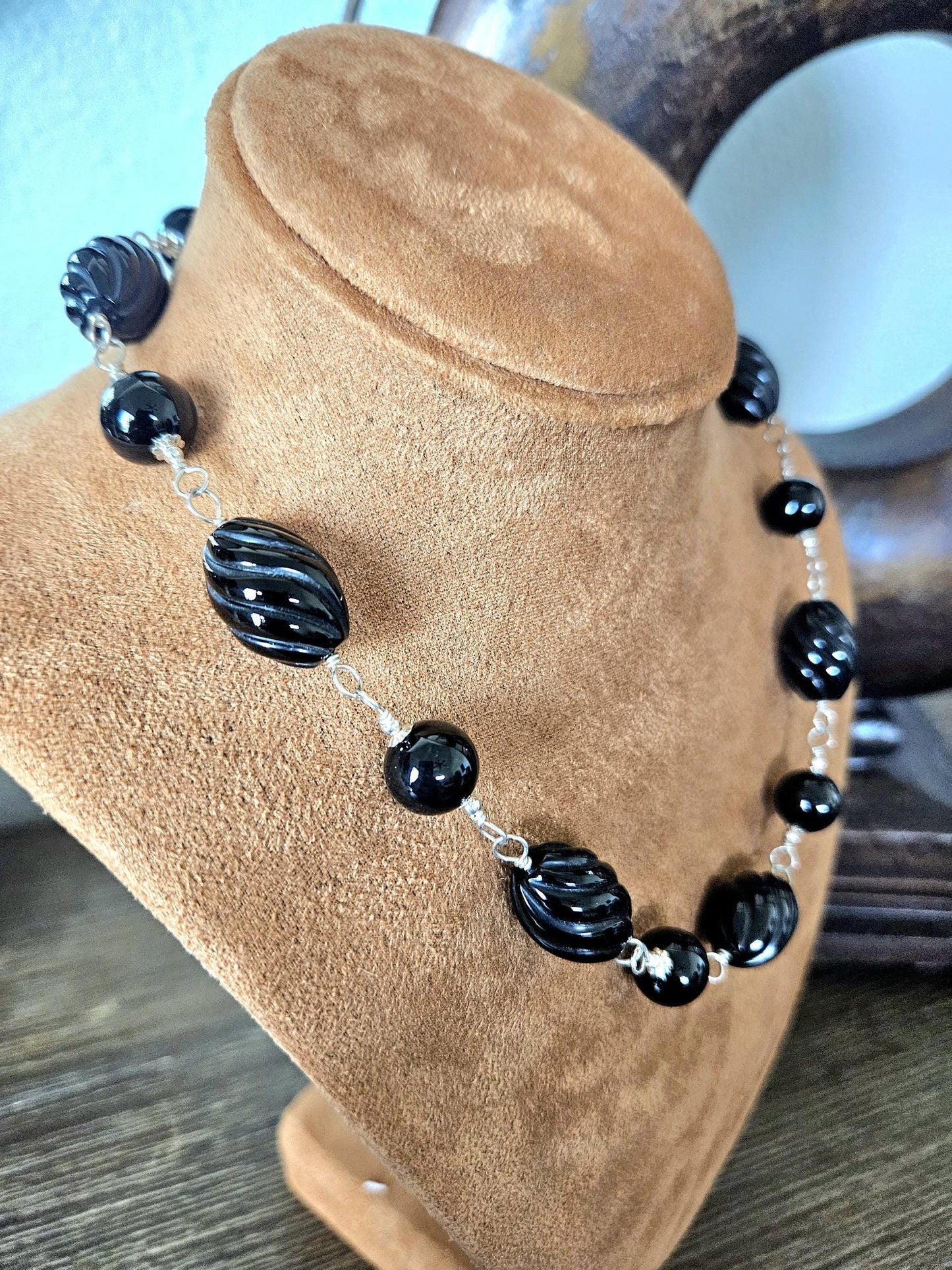 Handmade Black Onyx and Sterling Silver Jewelry Set