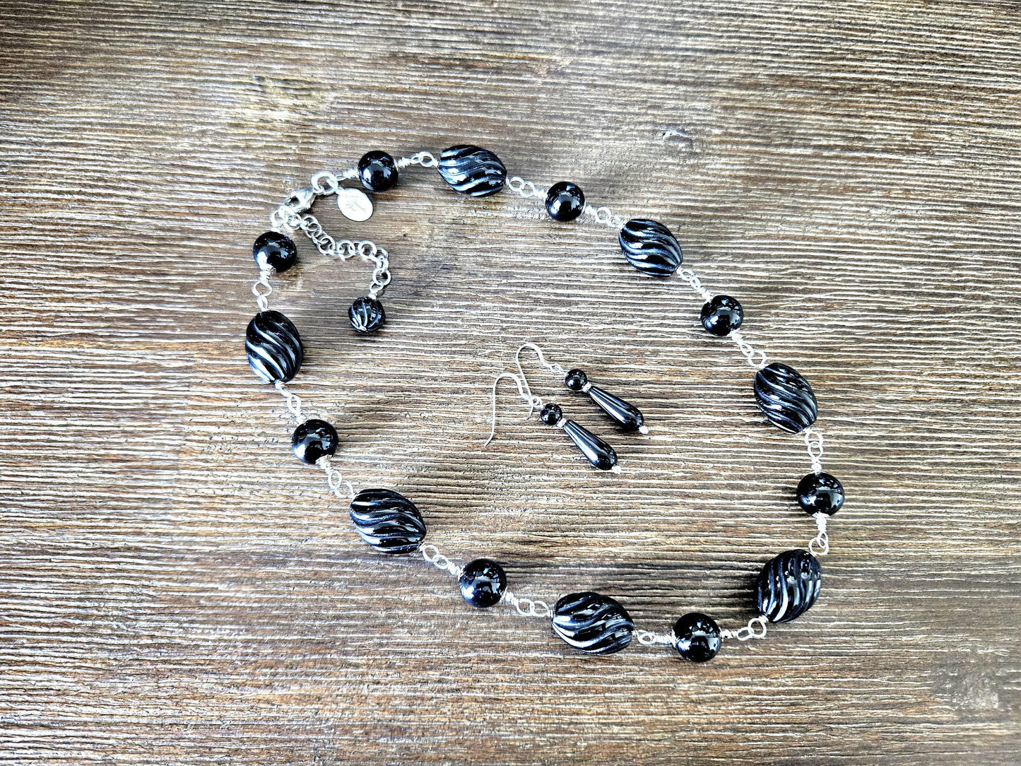 Handmade Black Onyx and Sterling Silver Jewelry Set