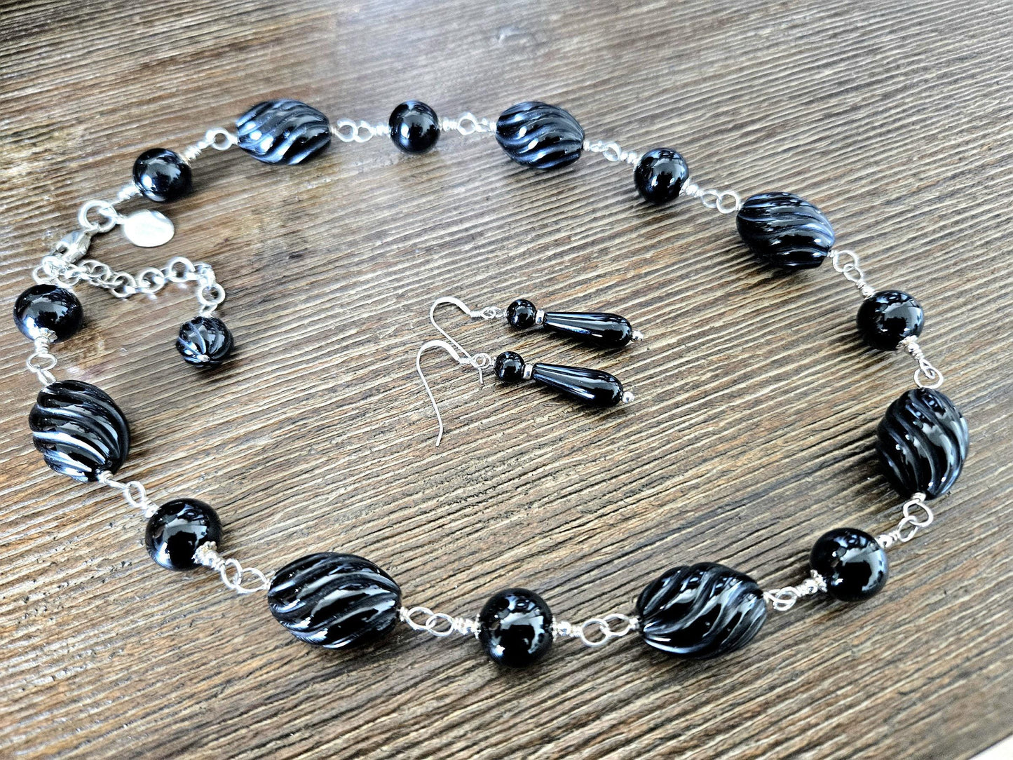 Handmade Black Onyx and Sterling Silver Jewelry Set
