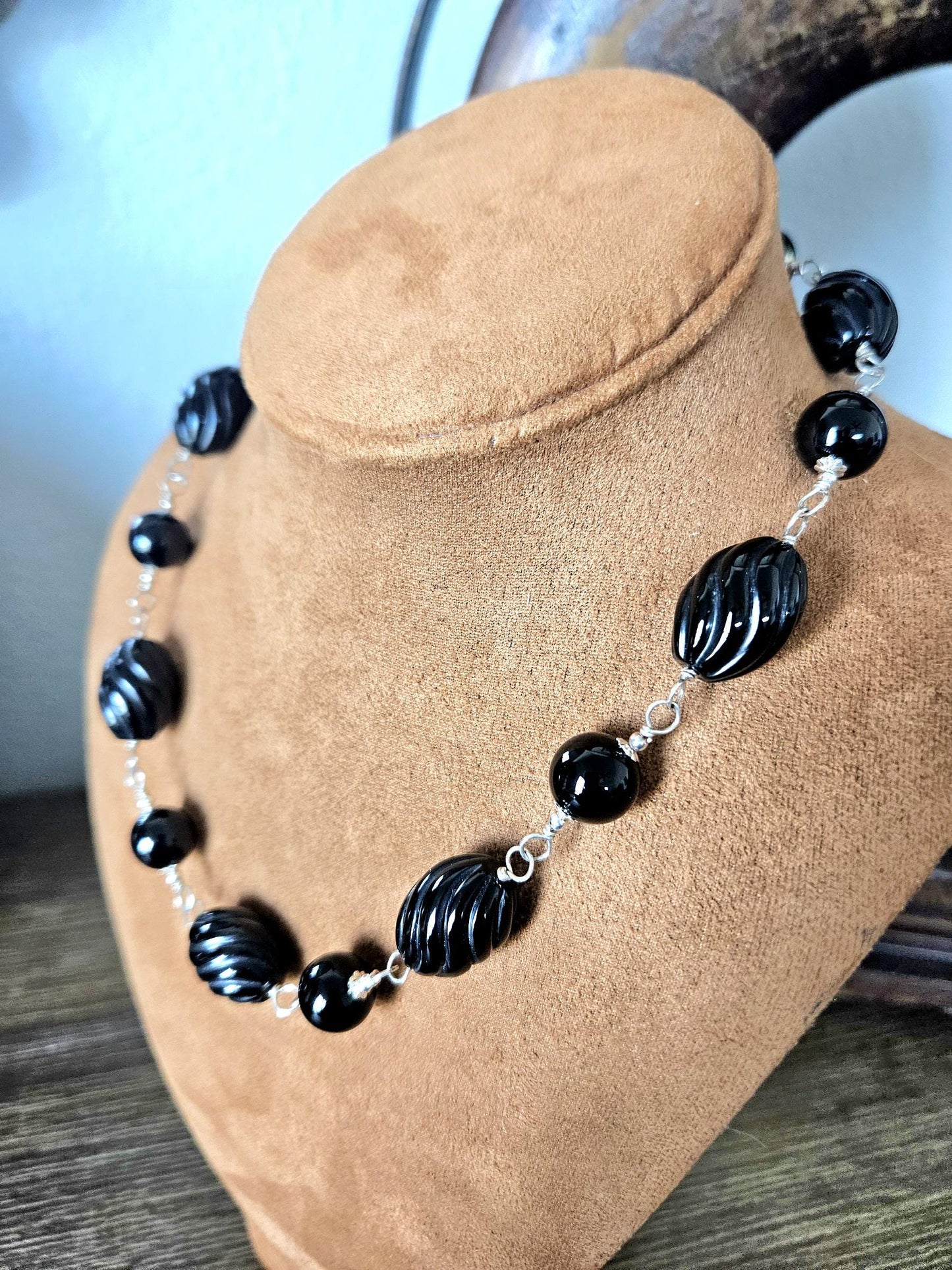 Handmade Black Onyx and Sterling Silver Jewelry Set