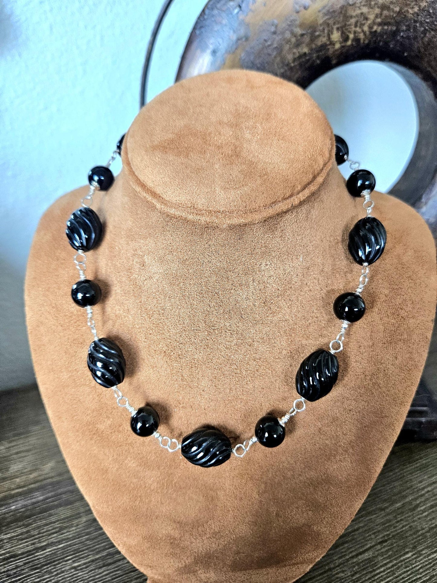 Handmade Black Onyx and Sterling Silver Jewelry Set