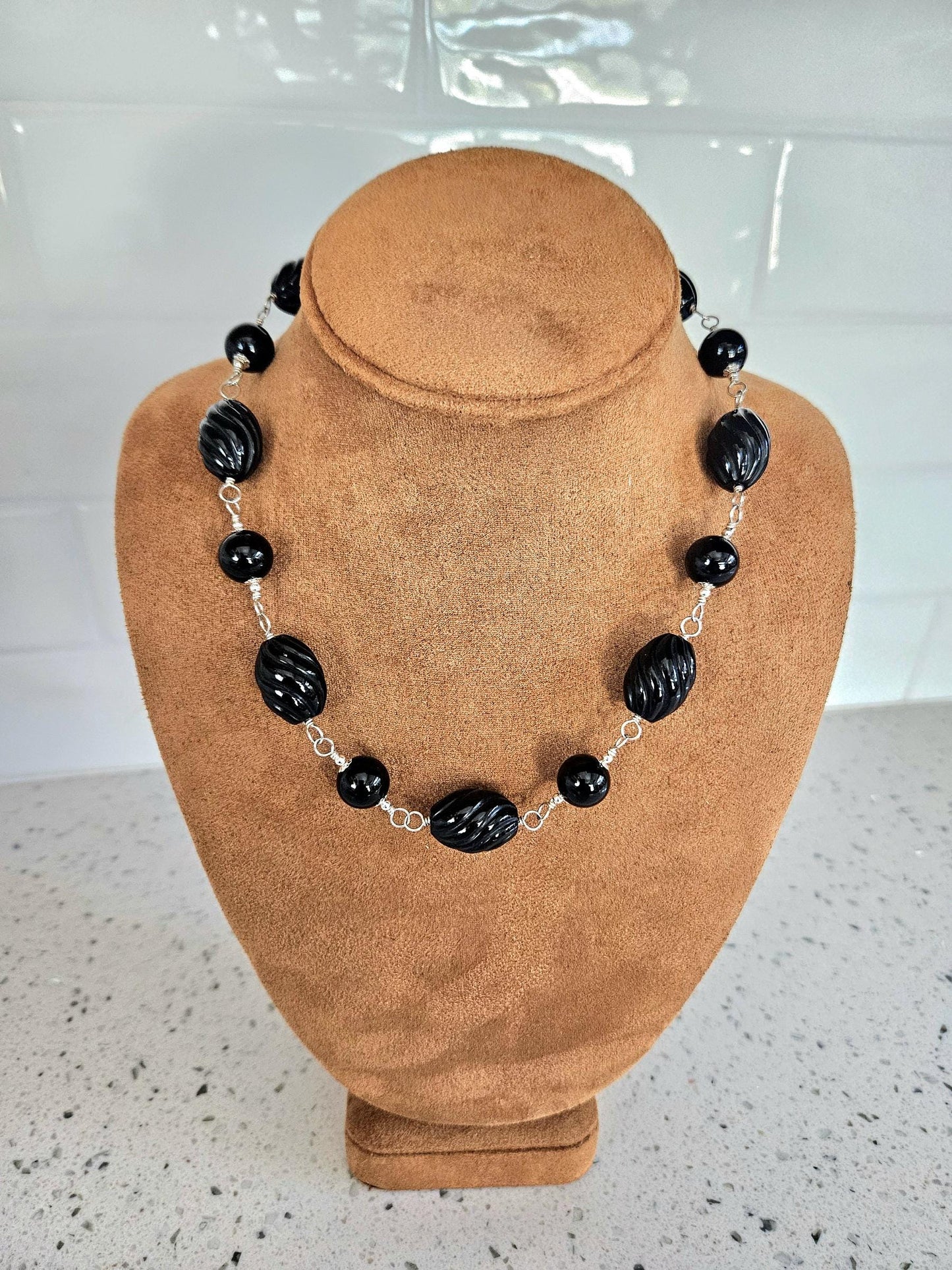Handmade Black Onyx and Sterling Silver Jewelry Set