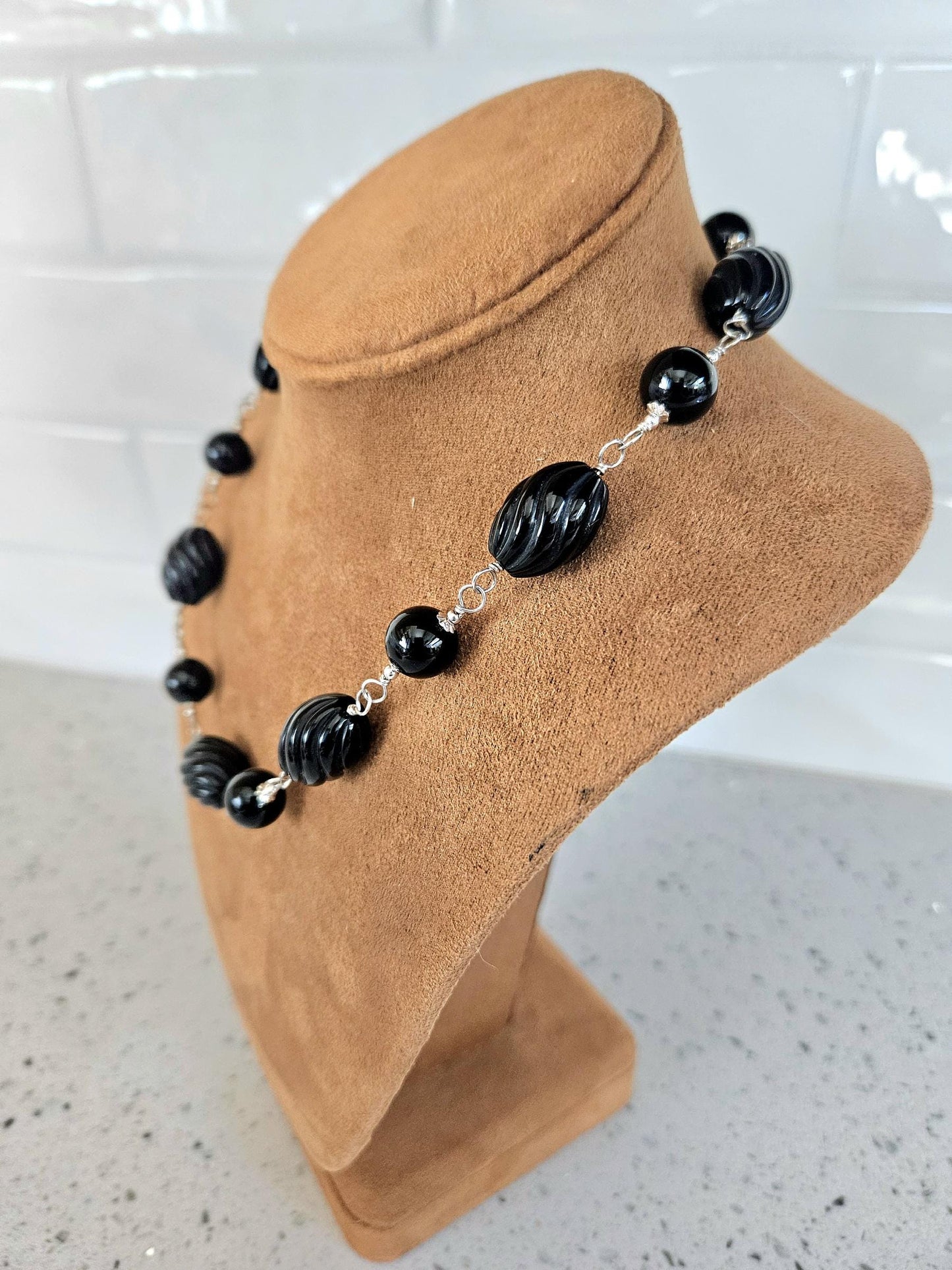 Handmade Black Onyx and Sterling Silver Jewelry Set