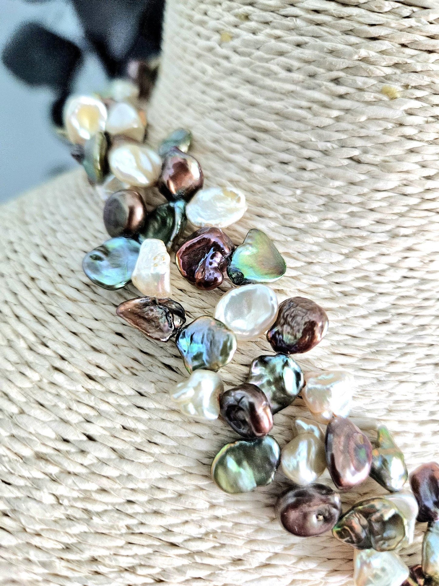 Freshwater Keishi Pearl Necklace: Double Strand, Sterling Silver Clasp