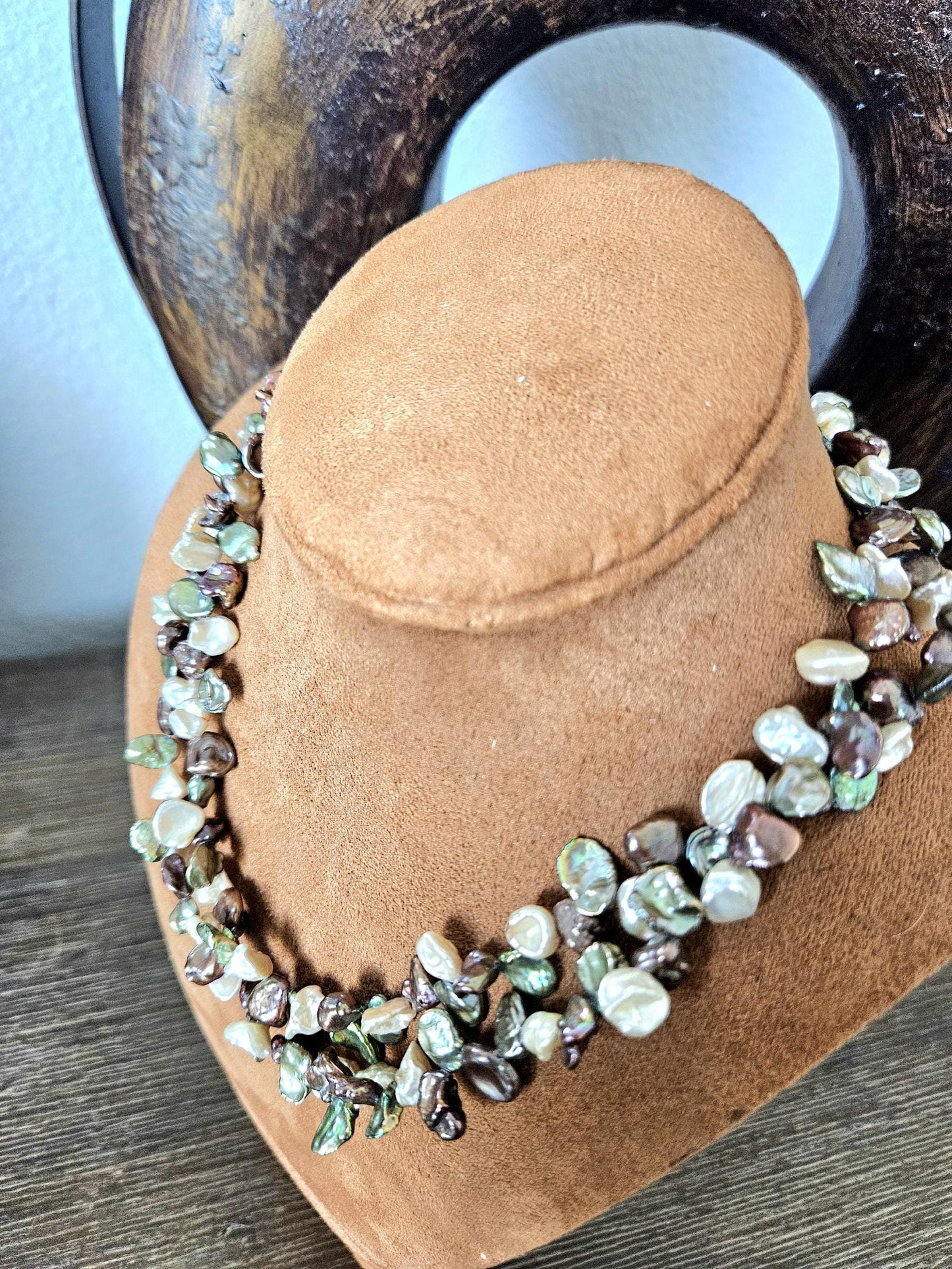 Freshwater Keishi Pearl Necklace: Double Strand, Sterling Silver Clasp