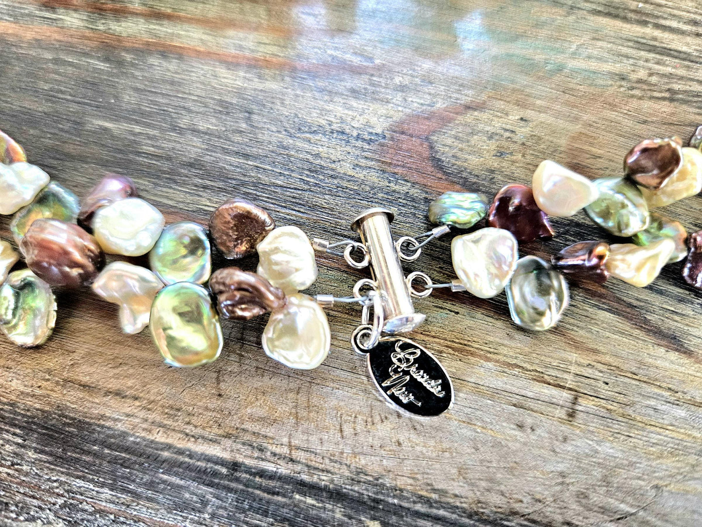 Freshwater Keishi Pearl Necklace: Double Strand, Sterling Silver Clasp