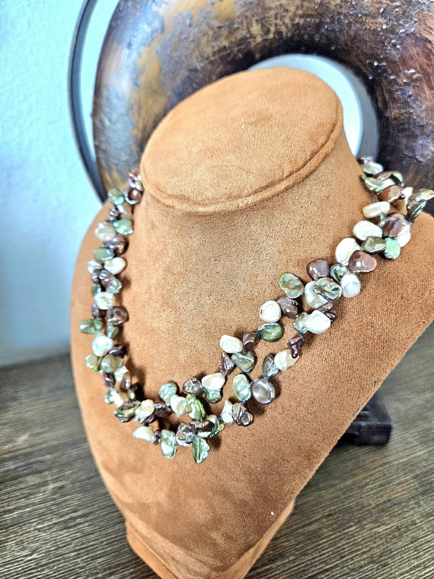Freshwater Keishi Pearl Necklace: Double Strand, Sterling Silver Clasp