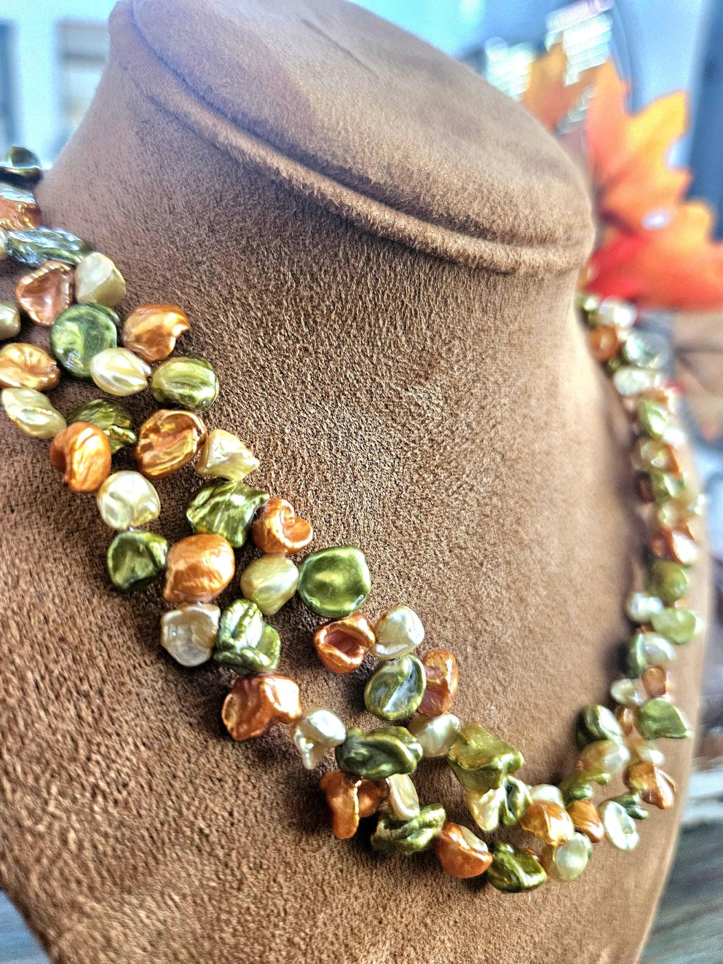 Handmade Multi-Color Keishi Pearl Necklace: Sterling Silver Clasp