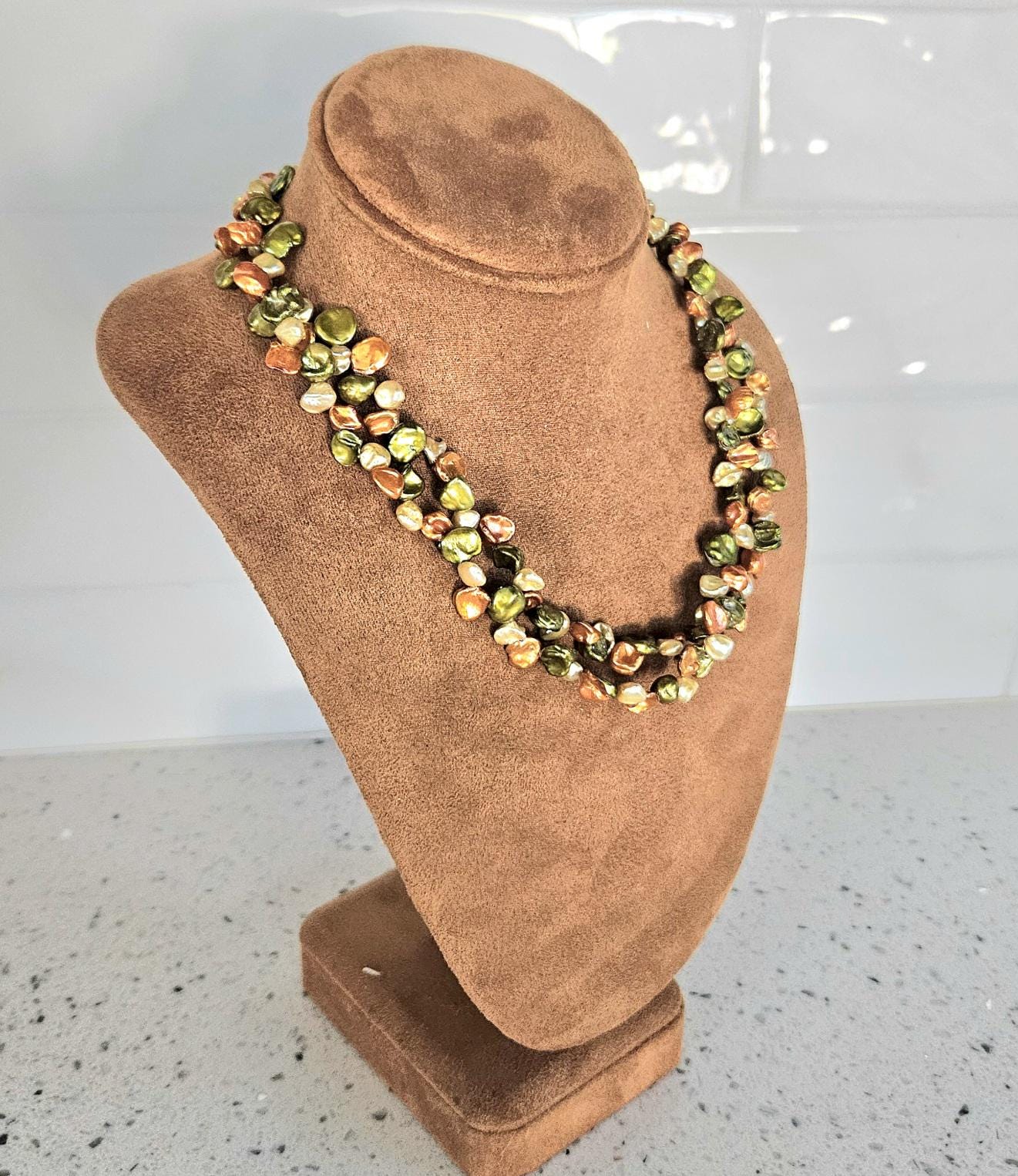 Handmade Multi-Color Keishi Pearl Necklace: Sterling Silver Clasp