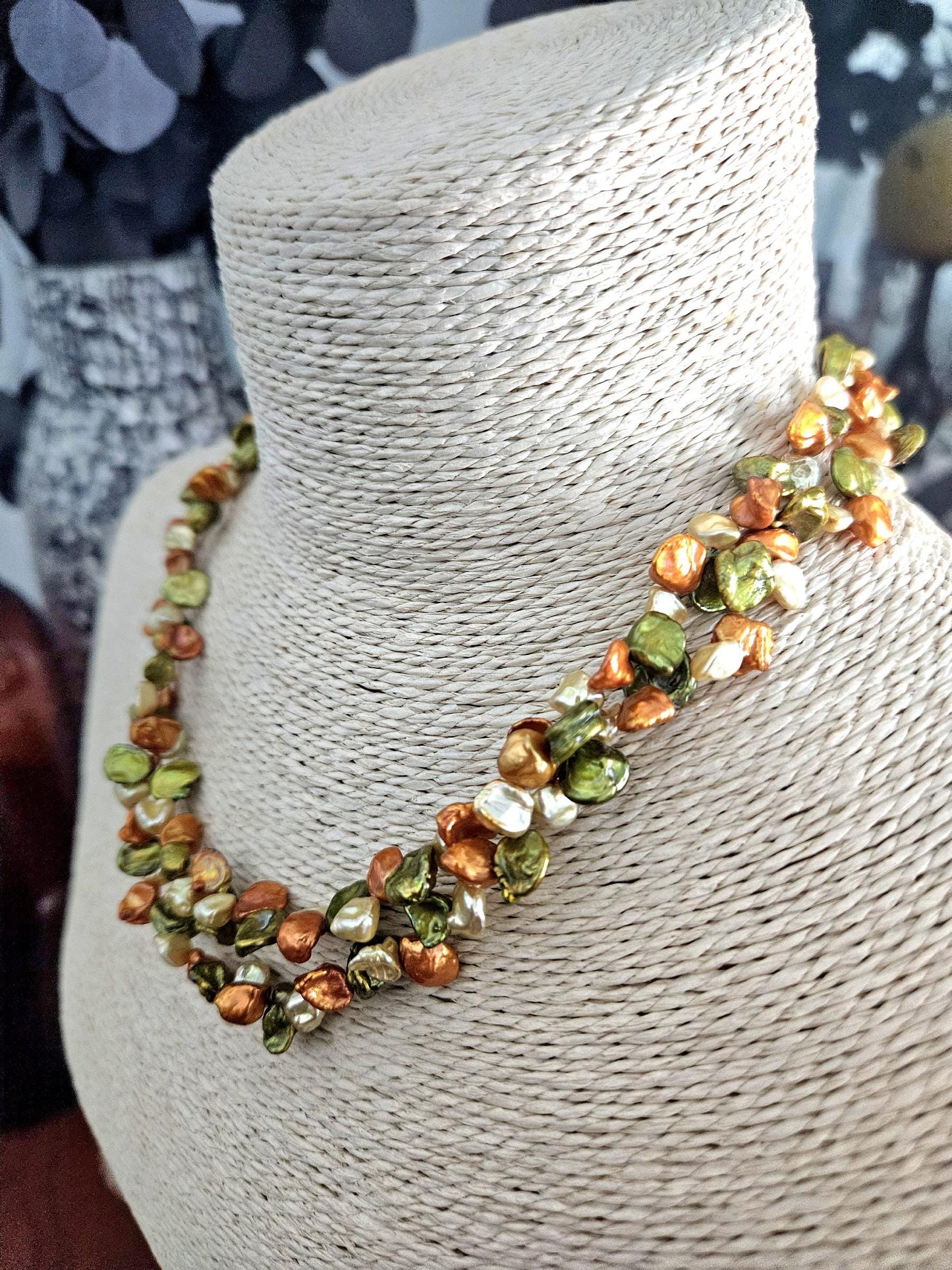 Handmade Multi-Color Keishi Pearl Necklace: Sterling Silver Clasp