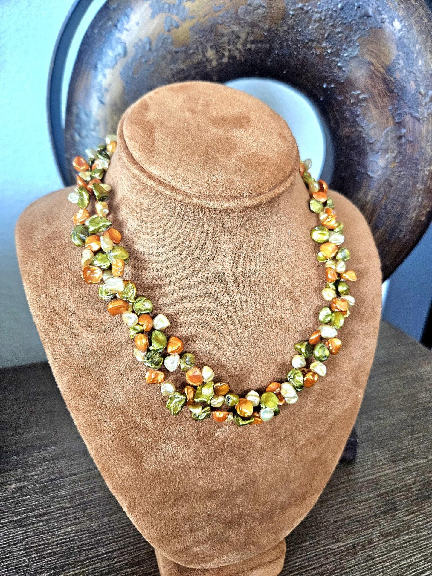 Handmade Multi-Color Keishi Pearl Necklace: Sterling Silver Clasp