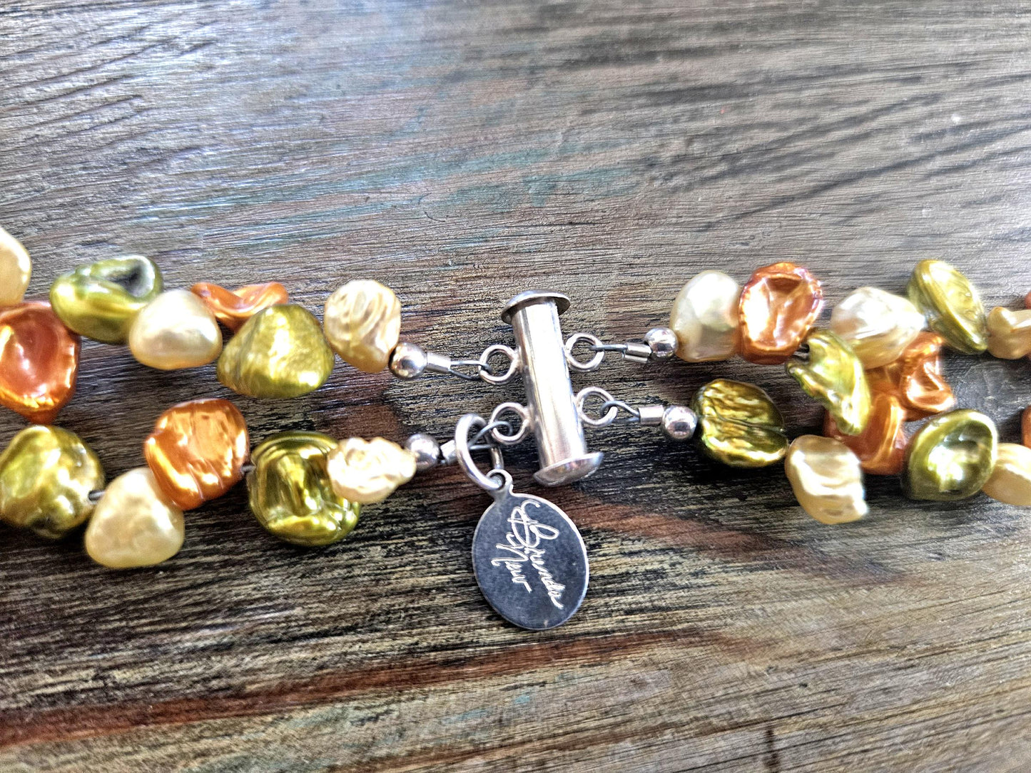 Handmade Multi-Color Keishi Pearl Necklace: Sterling Silver Clasp