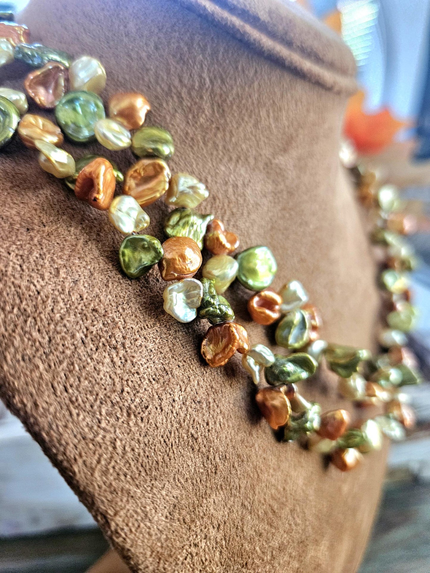 Handmade Multi-Color Keishi Pearl Necklace: Sterling Silver Clasp