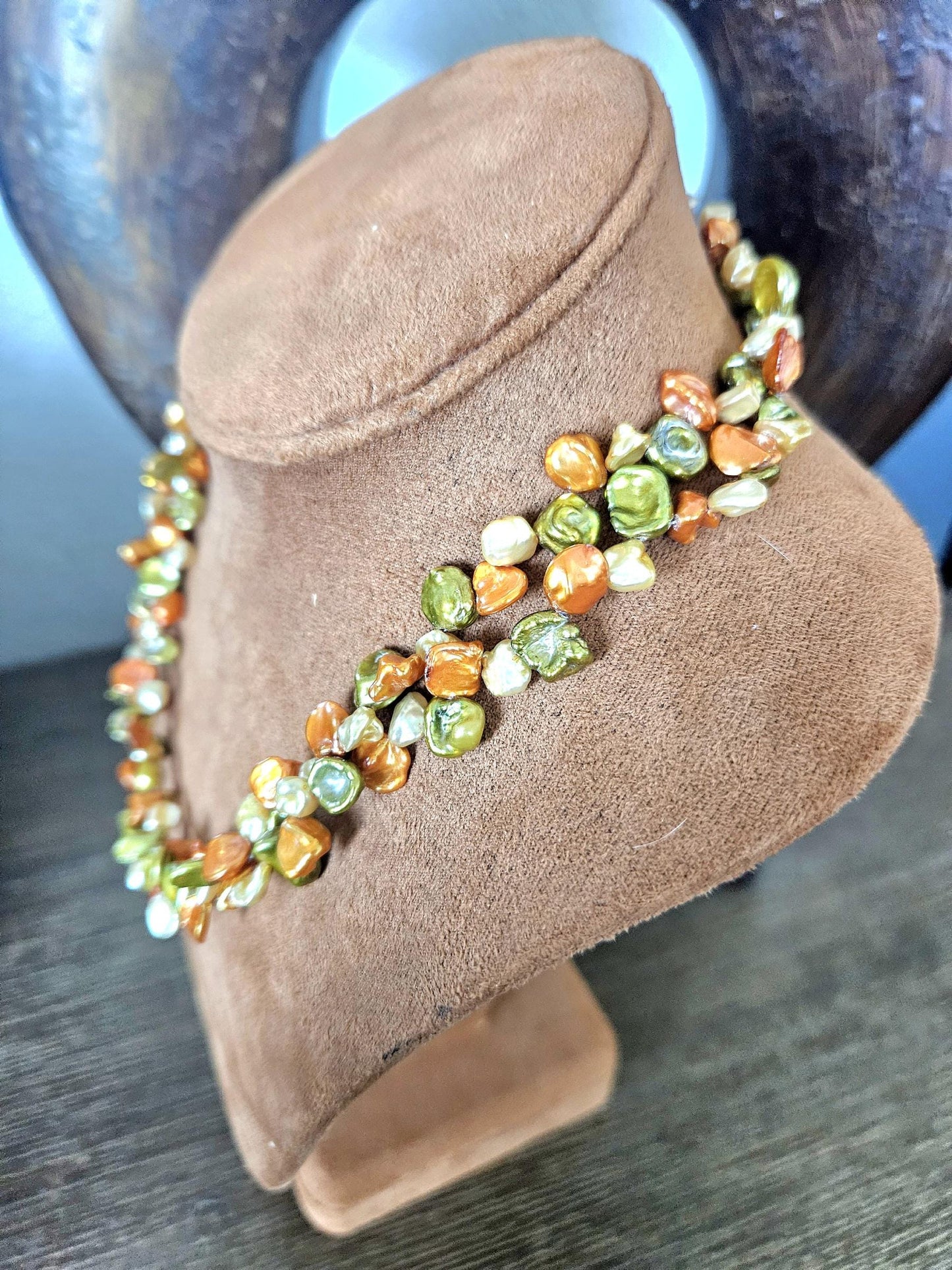 Handmade Multi-Color Keishi Pearl Necklace: Sterling Silver Clasp