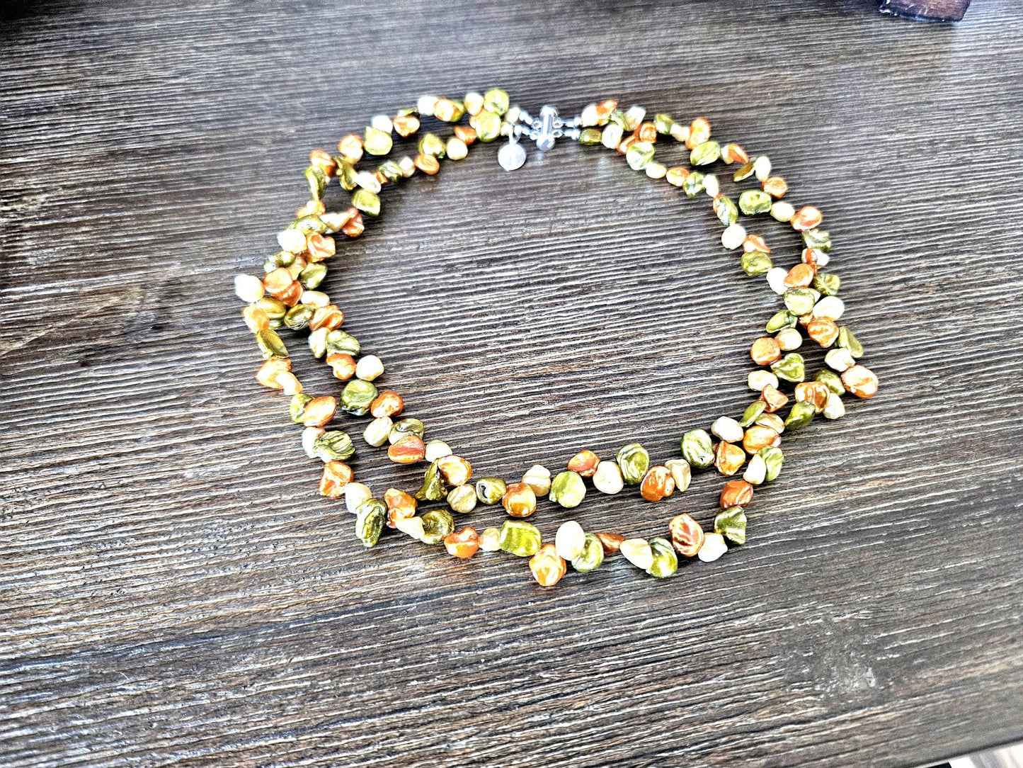 Handmade Multi-Color Keishi Pearl Necklace: Sterling Silver Clasp