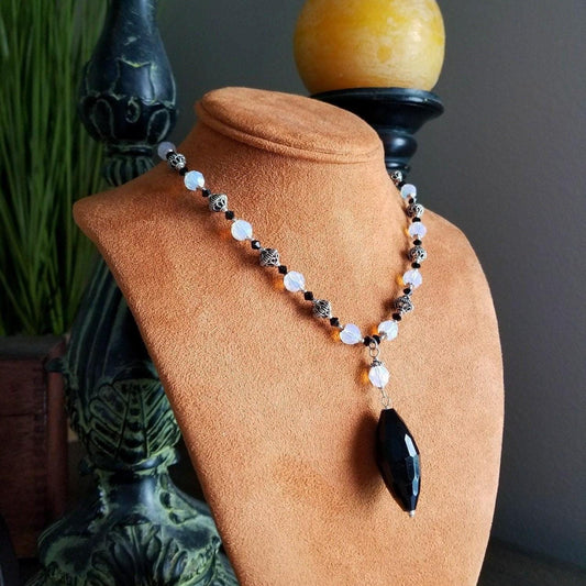Handmade Opal Swarovski Crystal Jewelry Set, Bali Silver